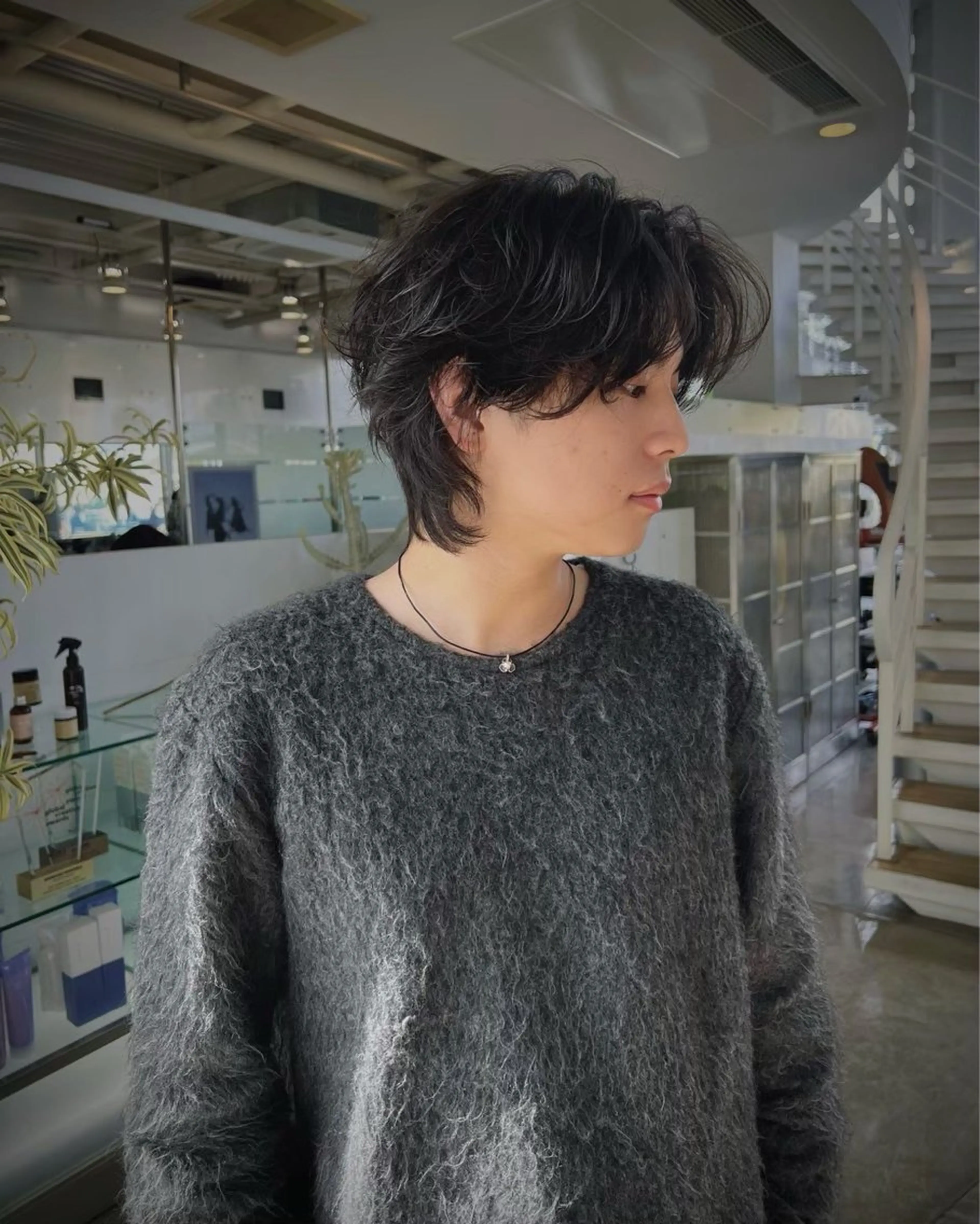 メンズ アイブロウ カット ボブ/縮毛矯正/ ブリーチ/岩永さみらのヘアスタイル