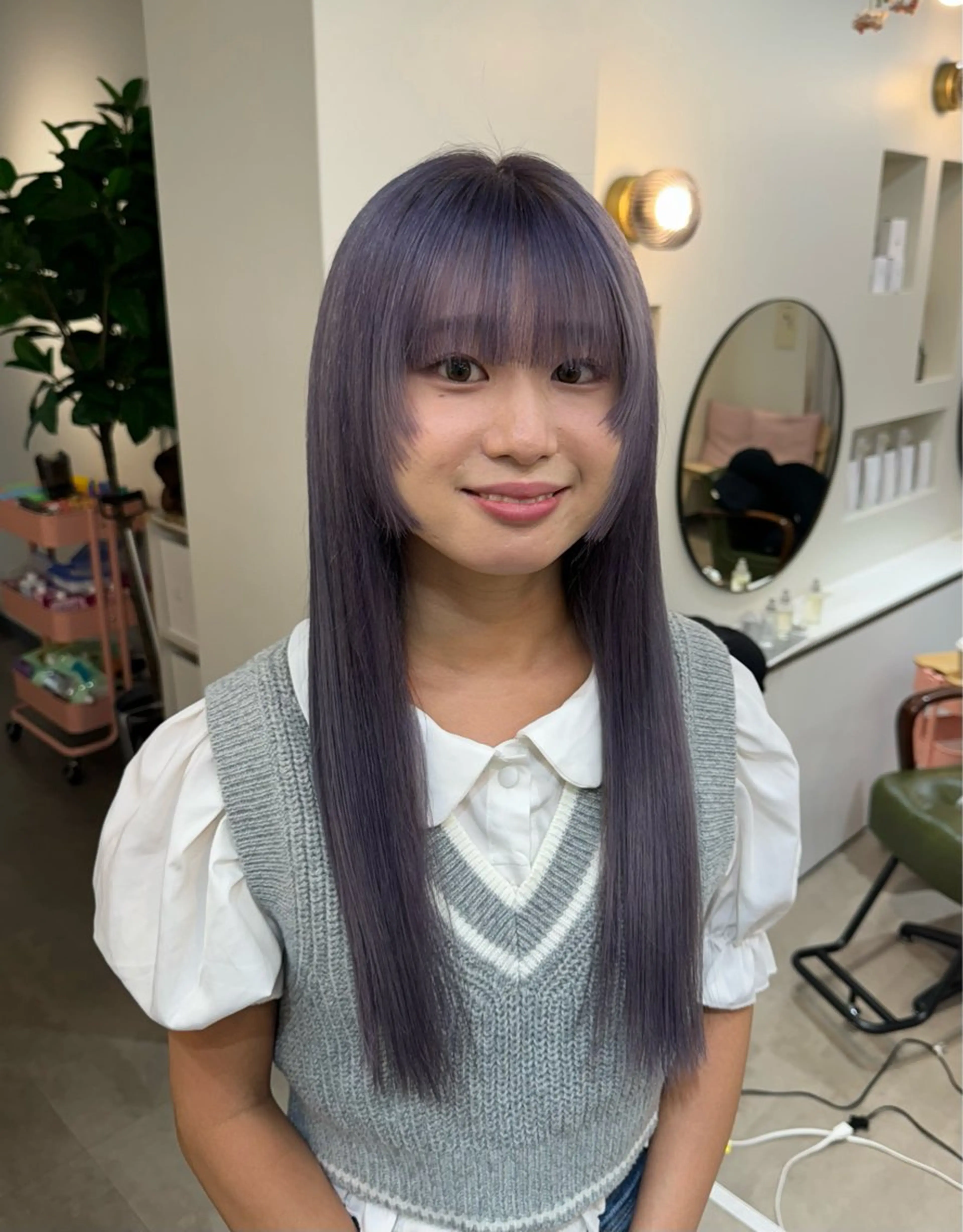 ロング カラー 𝘀𝗮𝗲/柏の葉 / パーマモデルのヘアスタイル