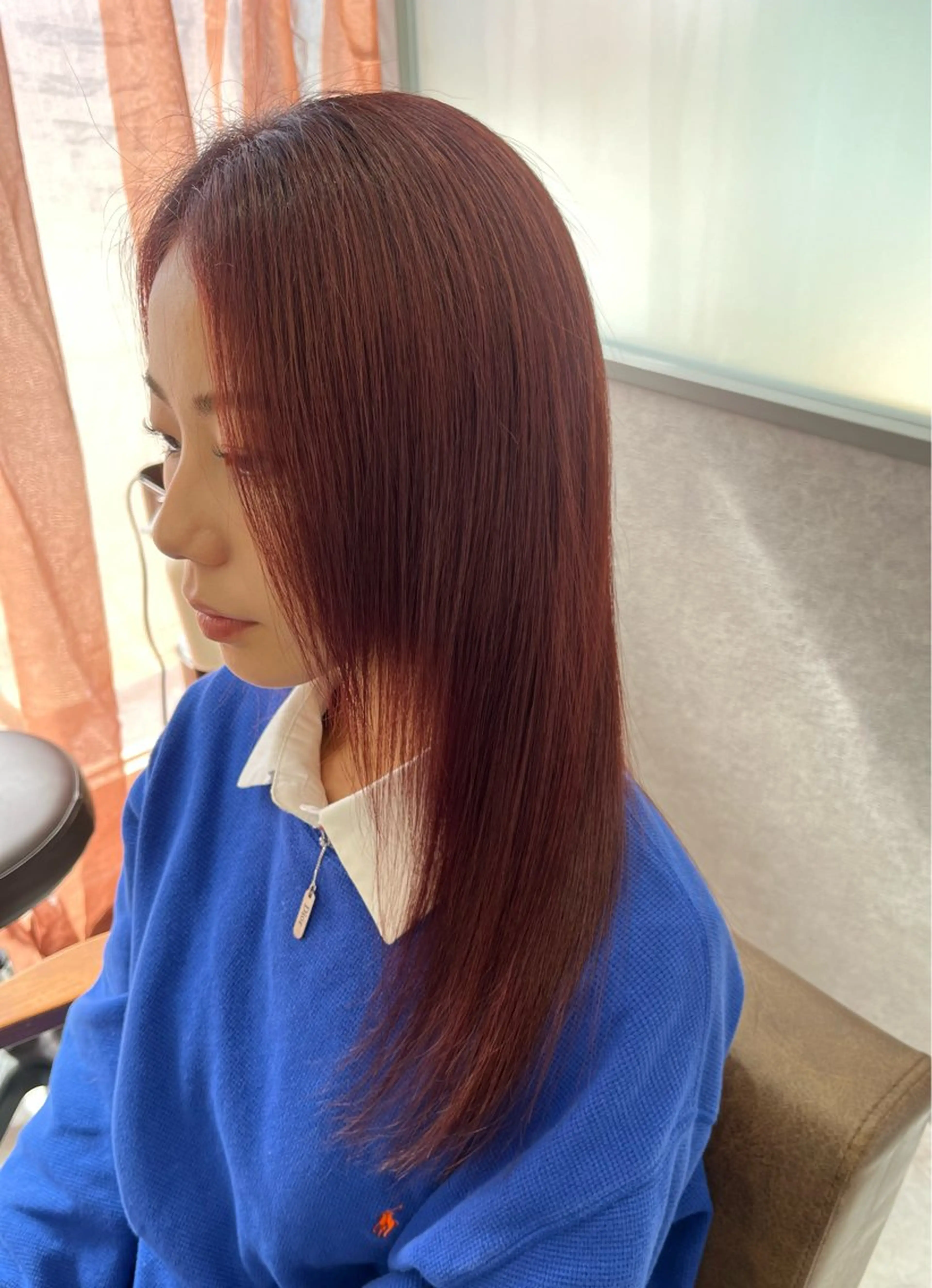 ロング カラー ピンクカラー レッドカラー カット ヘアカラー トリートメント 暖色＊ベージュ ＊くらたあやかのヘアスタイル
