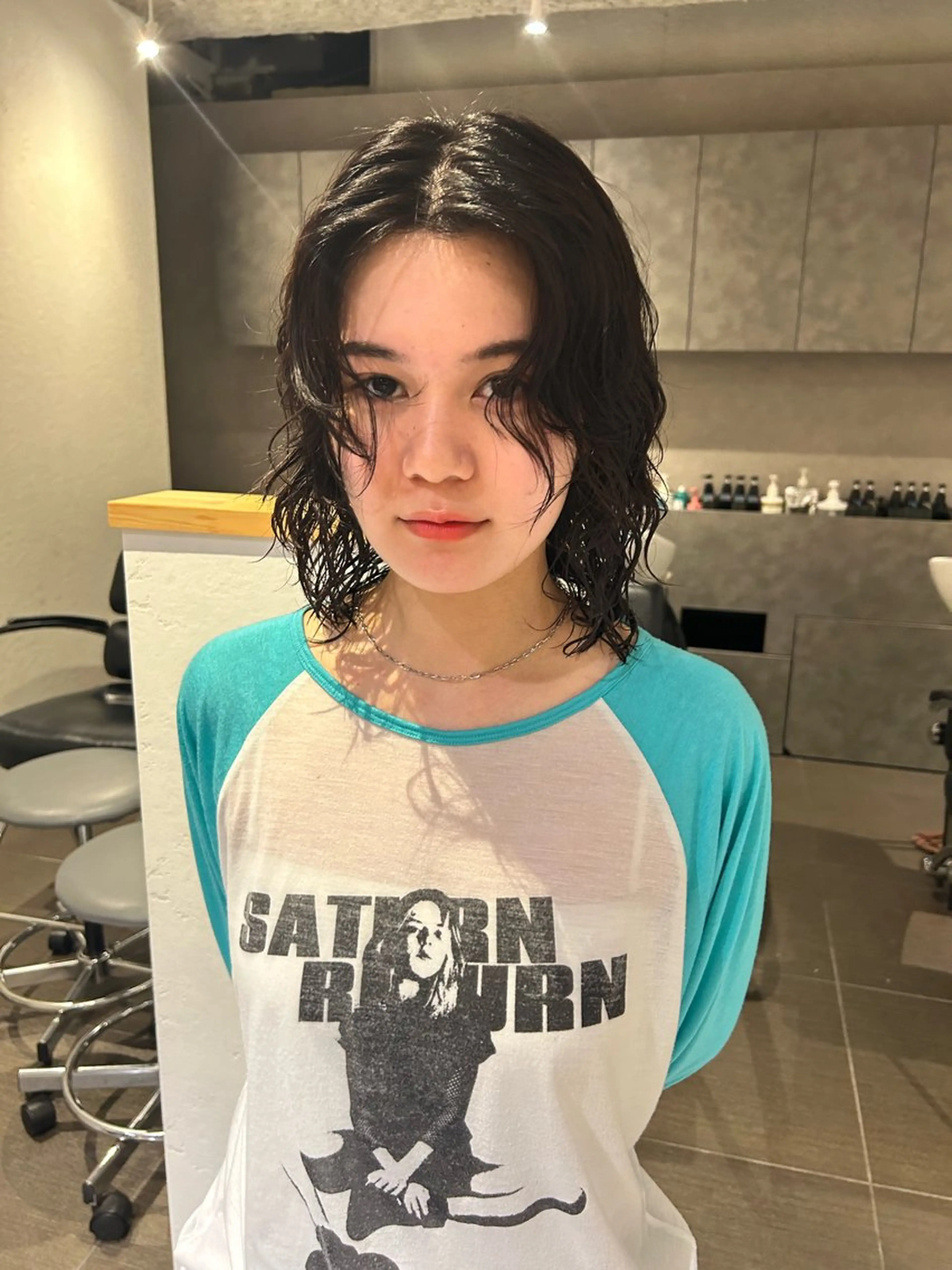 ミディアム カラー ミディアムパーマ hinano ヒナノのヘアスタイル