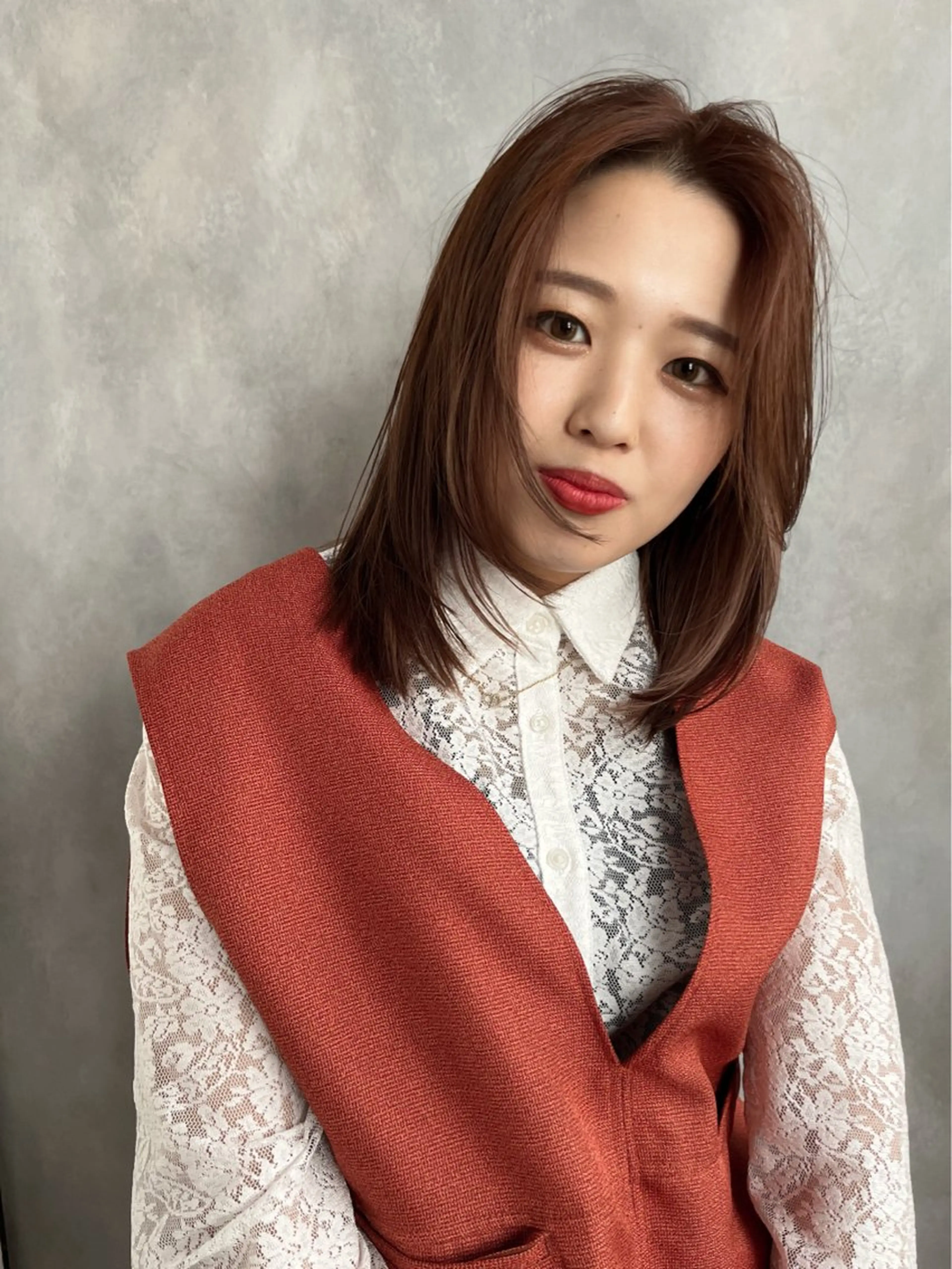 ミディアム カラー ヘアカラー 坂本 理輝のヘアスタイル