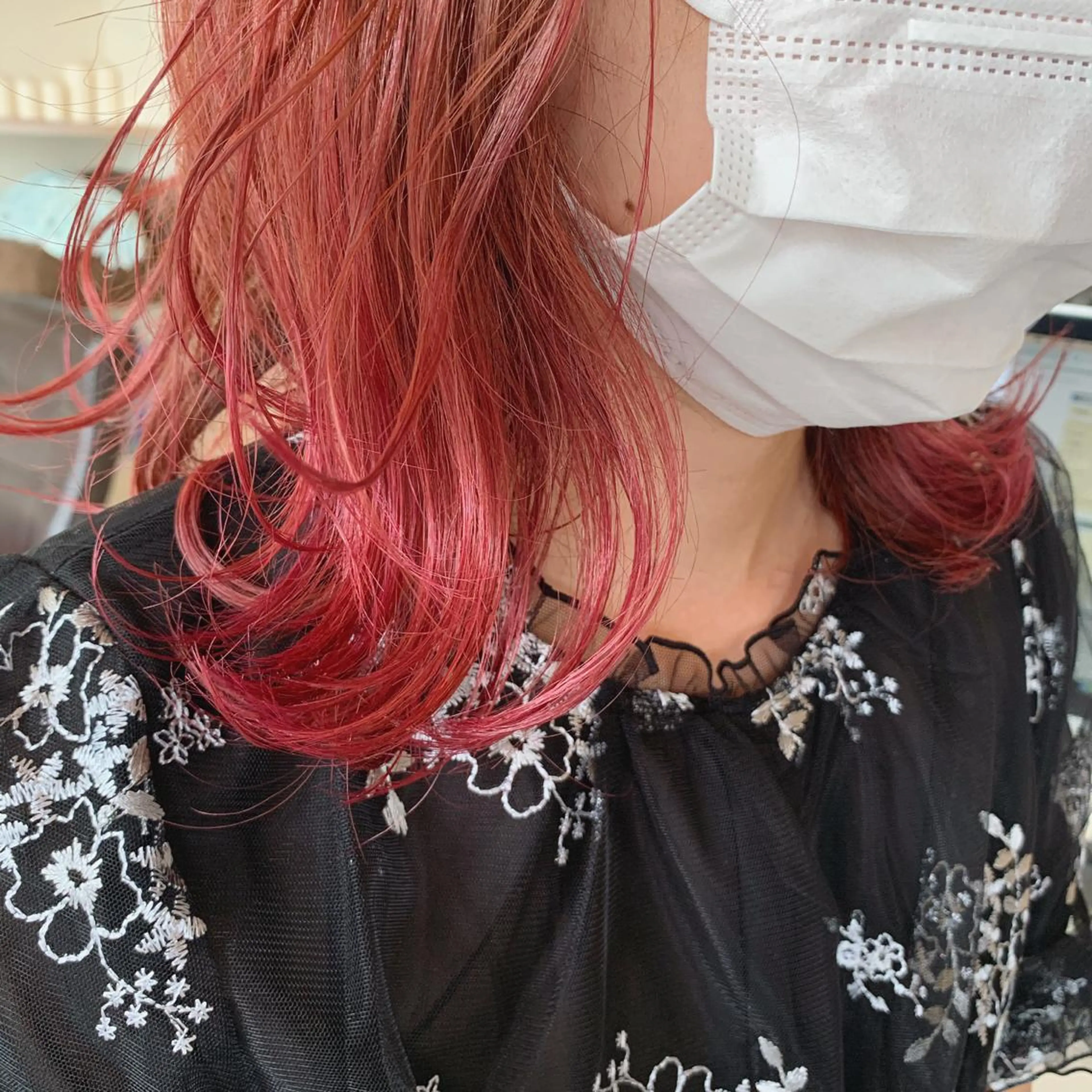 ミディアム カラー グラデーションカラー ピンクカラー ヘアカラー ボブウルフ/ボブ Satsuki【名駅のヘアスタイル