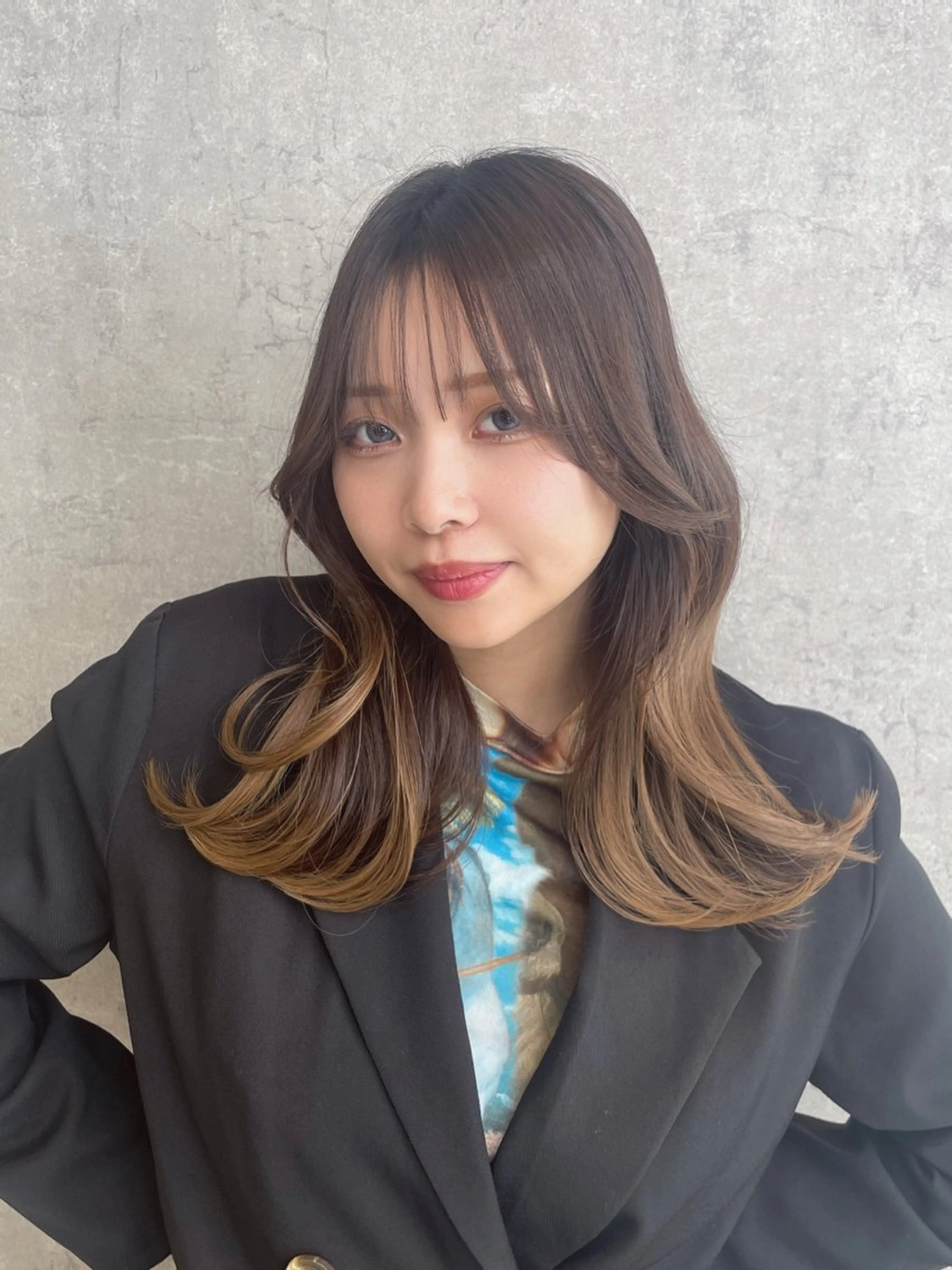 ミディアム 顔まわりレイヤー 顔周りカット 姫カット 髪質改善 韓国風ヘア トレンド韓国ヘア 🇰🇷のんのヘアスタイル