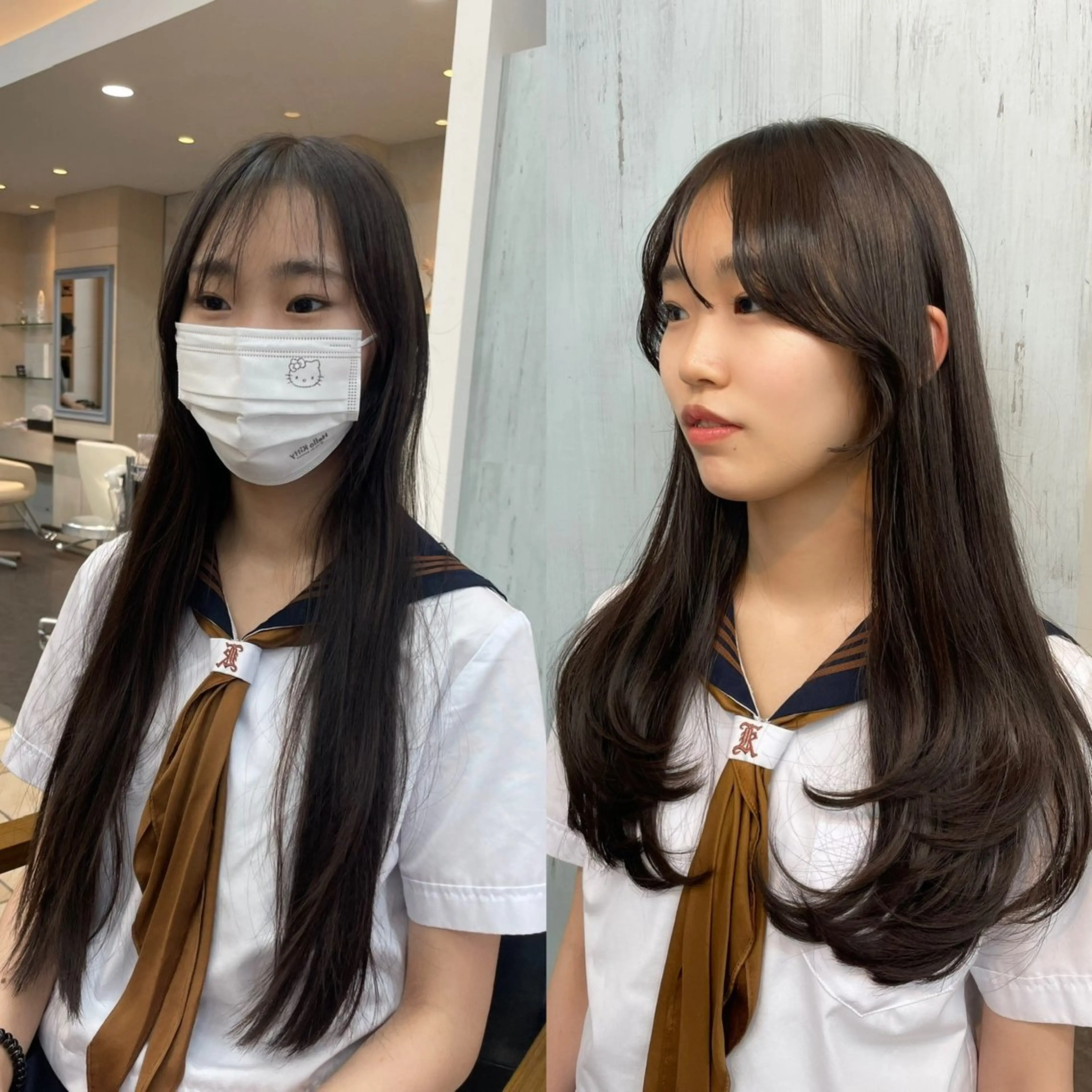 韓国風顔周りカットの写真