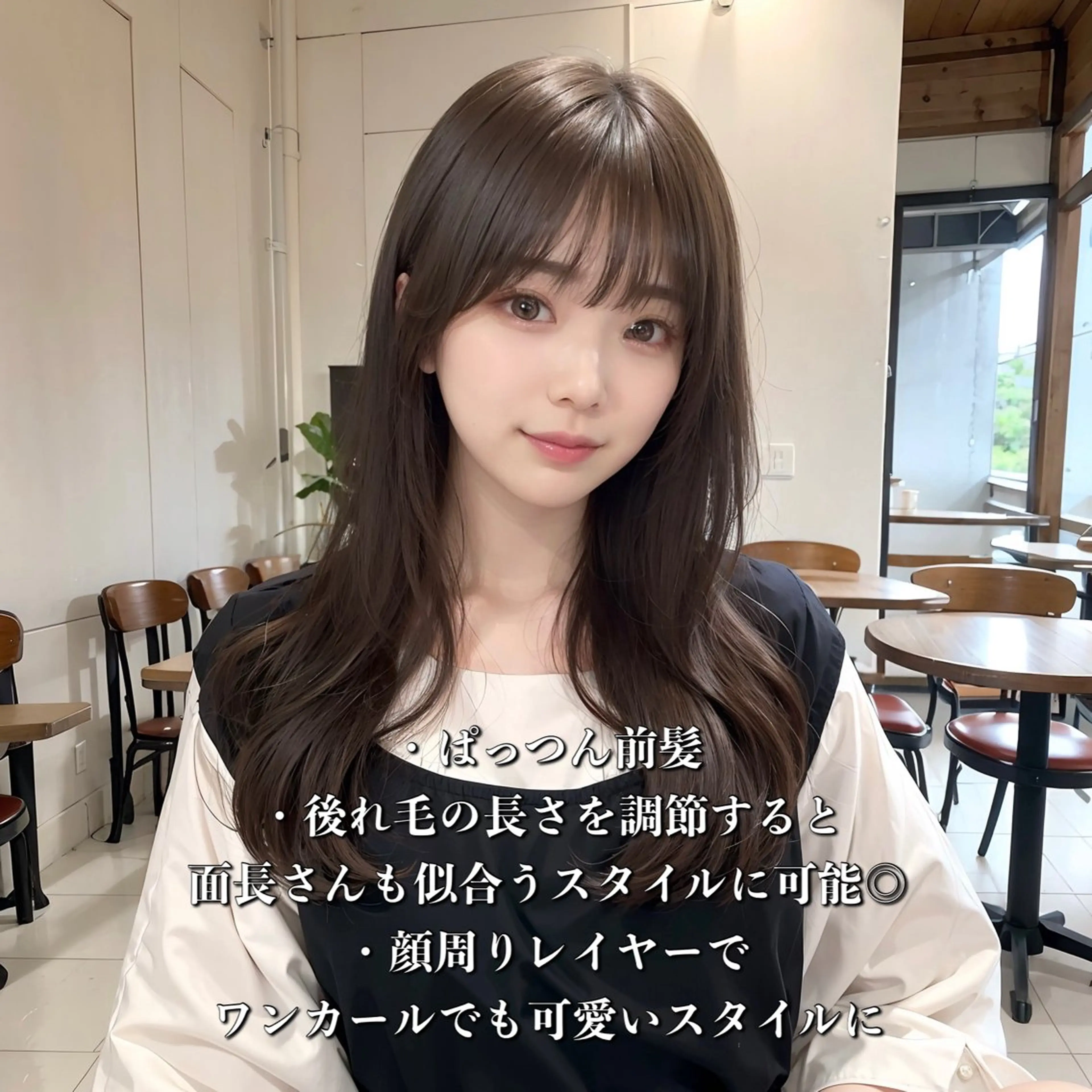 ロング 顔まわりレイヤー 顔周りカット レイヤーカット カットモデル募集 ミネのヘアスタイル