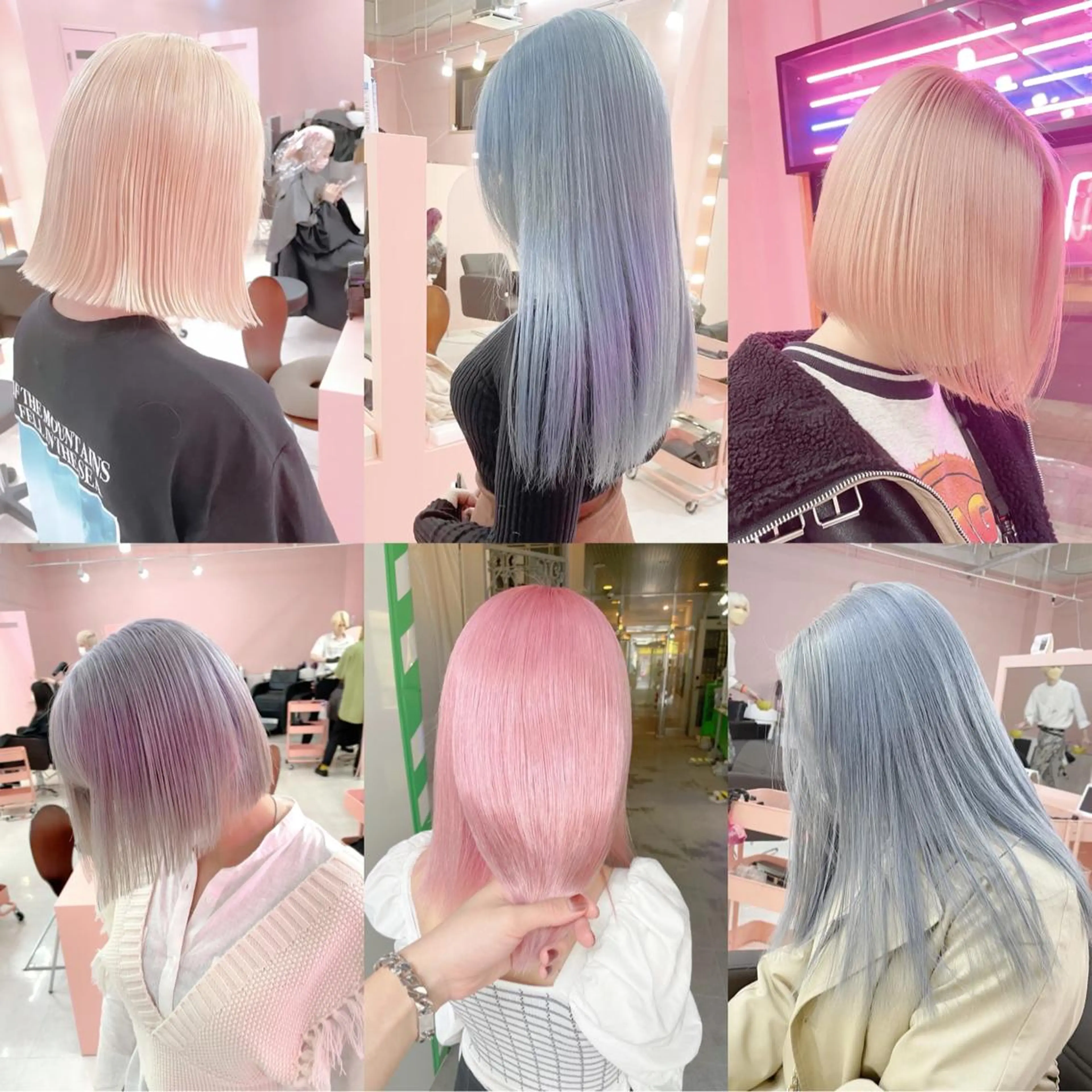 セミロング アッシュ アッシュグレー アッシュグレージュ ミストバング ピンクブラウン ヘアカラー トリートメント ヘアセット ハイトーン×エクステ 💞くるみのヘアスタイル