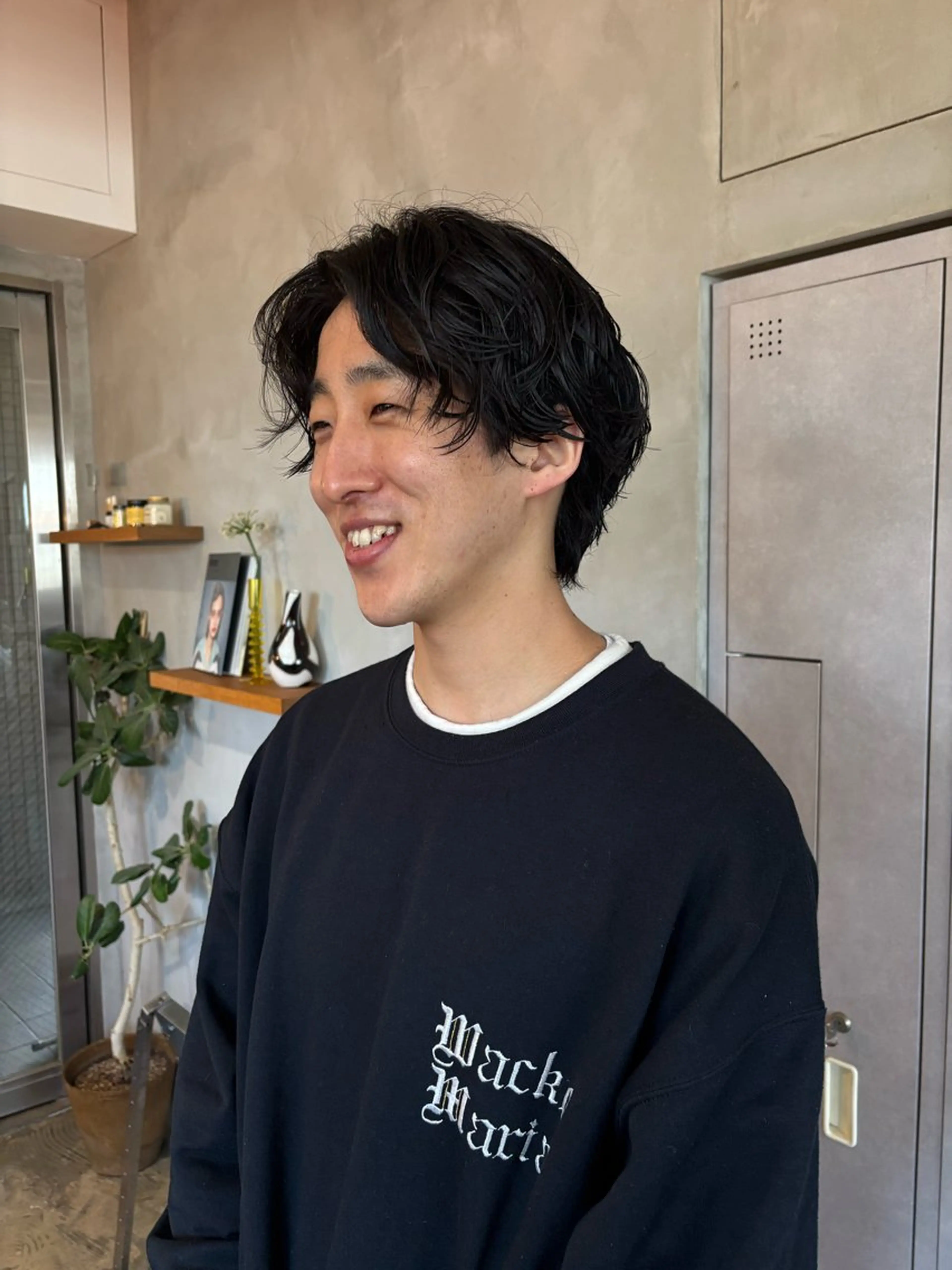 ショート パーマ メンズ メンズパーマ ニュアンスパーマ カット パーマ メンズ特化ショート/ センターパート/福田のヘアスタイル