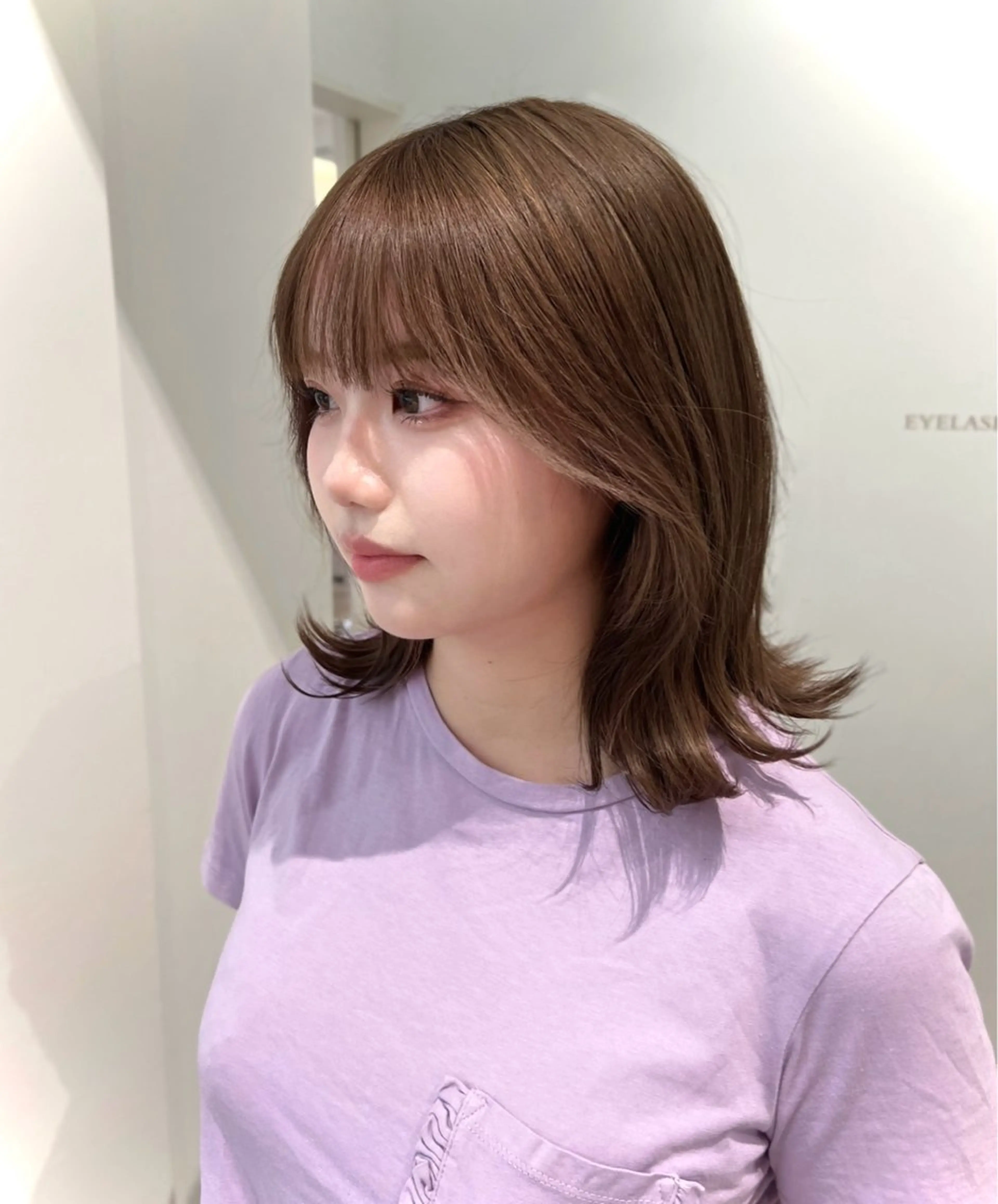 ミディアム カラー ヘアアレンジ ヘアカラー 艶カラー/アイドル 前髪/内藤　輝のヘアスタイル