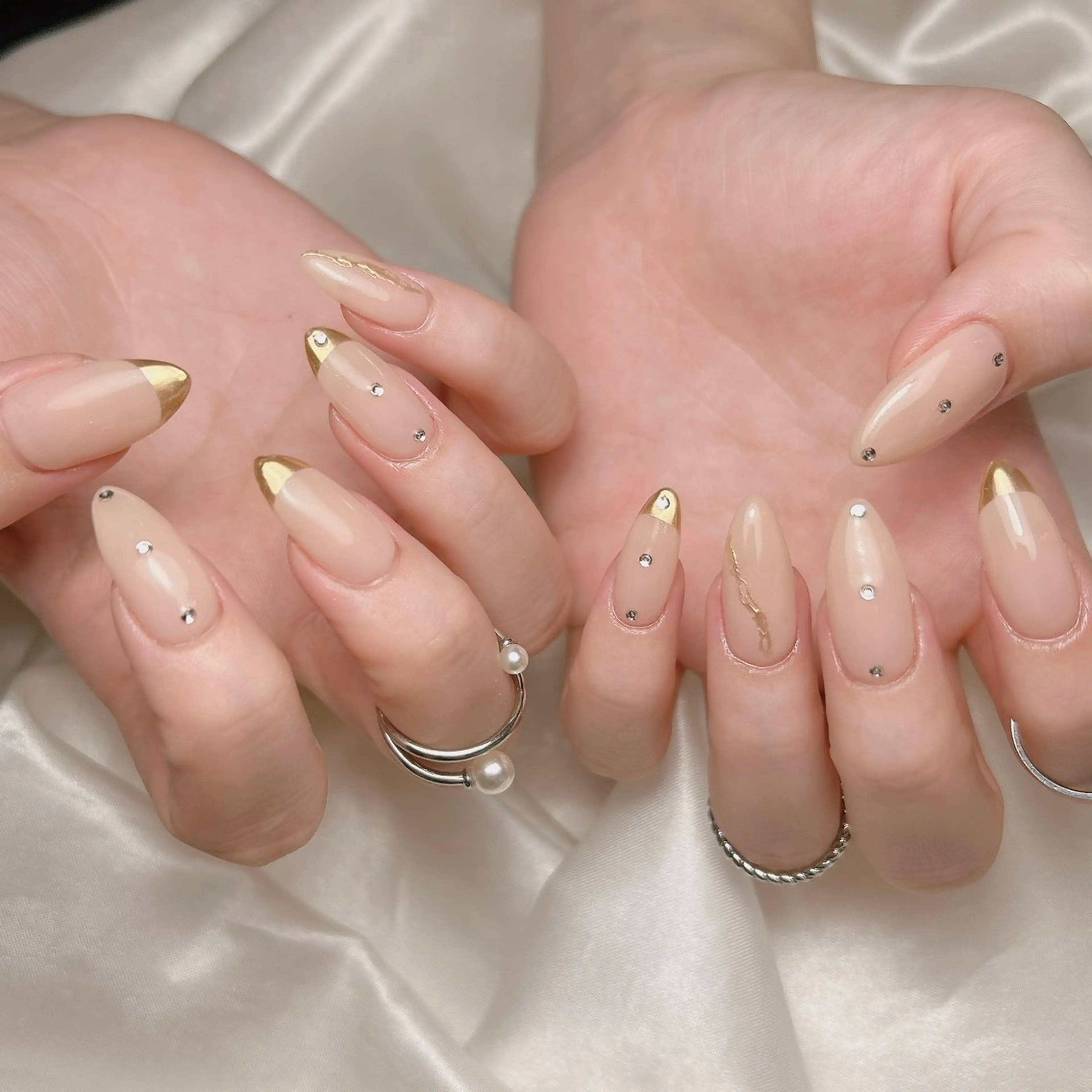 ネイル フレンチネイル ミラーネイル ハンドネイル junna のぞいてねのネイルデザイン