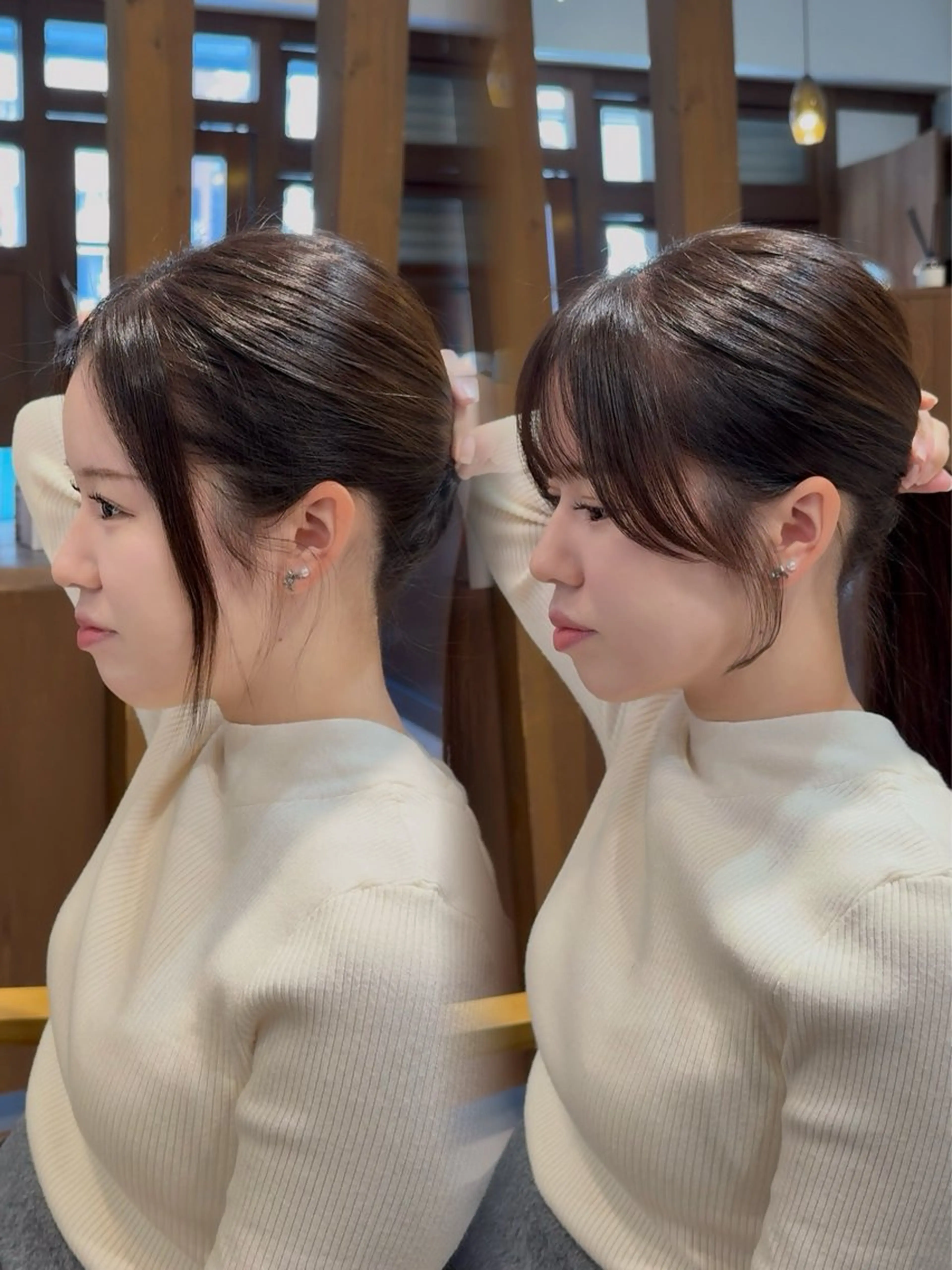 ミディアム 前髪顔周り/レイヤー 似合わせ/大阪谷町のヘアスタイル