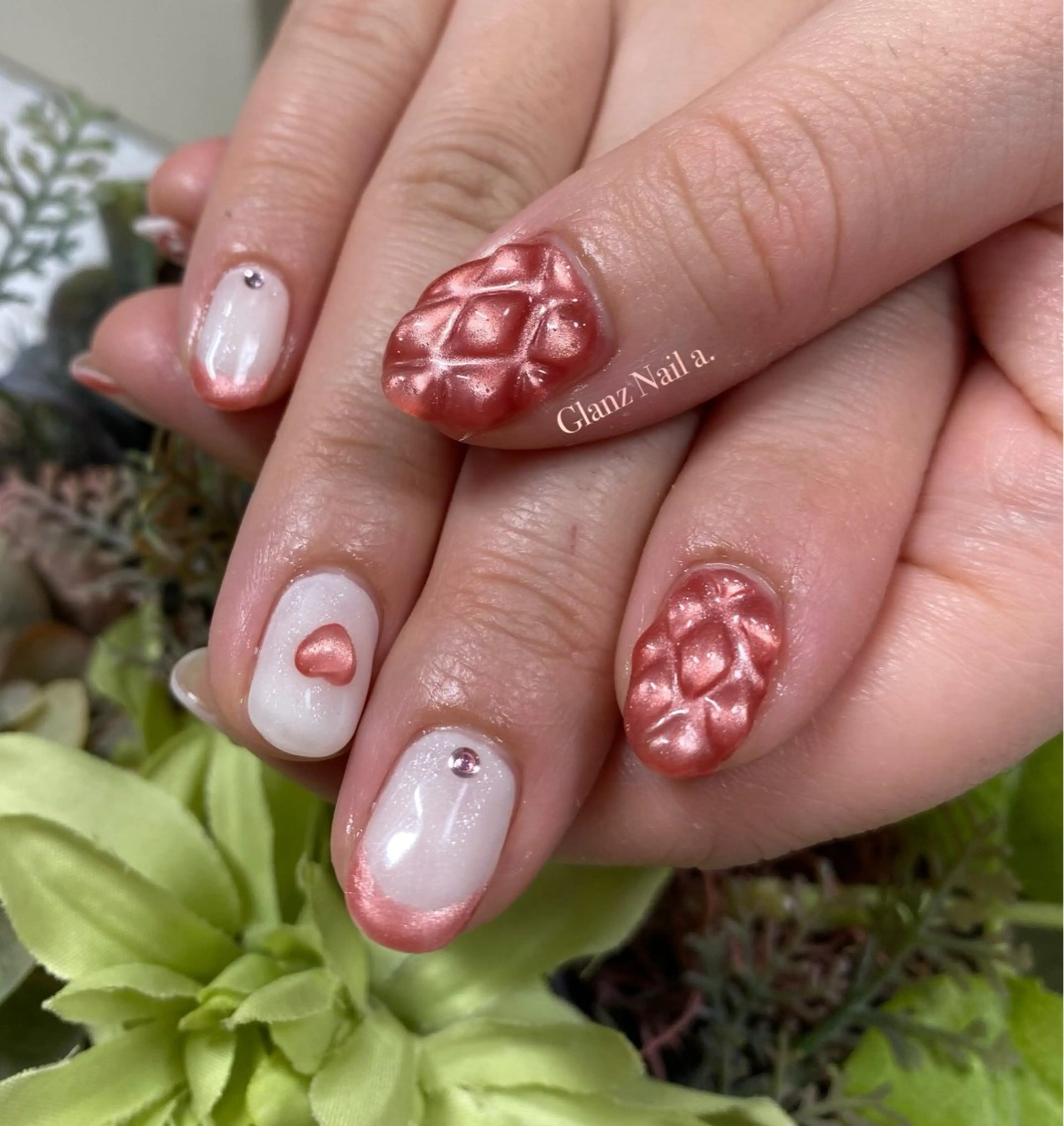 ネイル ぷっくりネイル ハンドネイル Glanz  Nail aのネイルデザイン