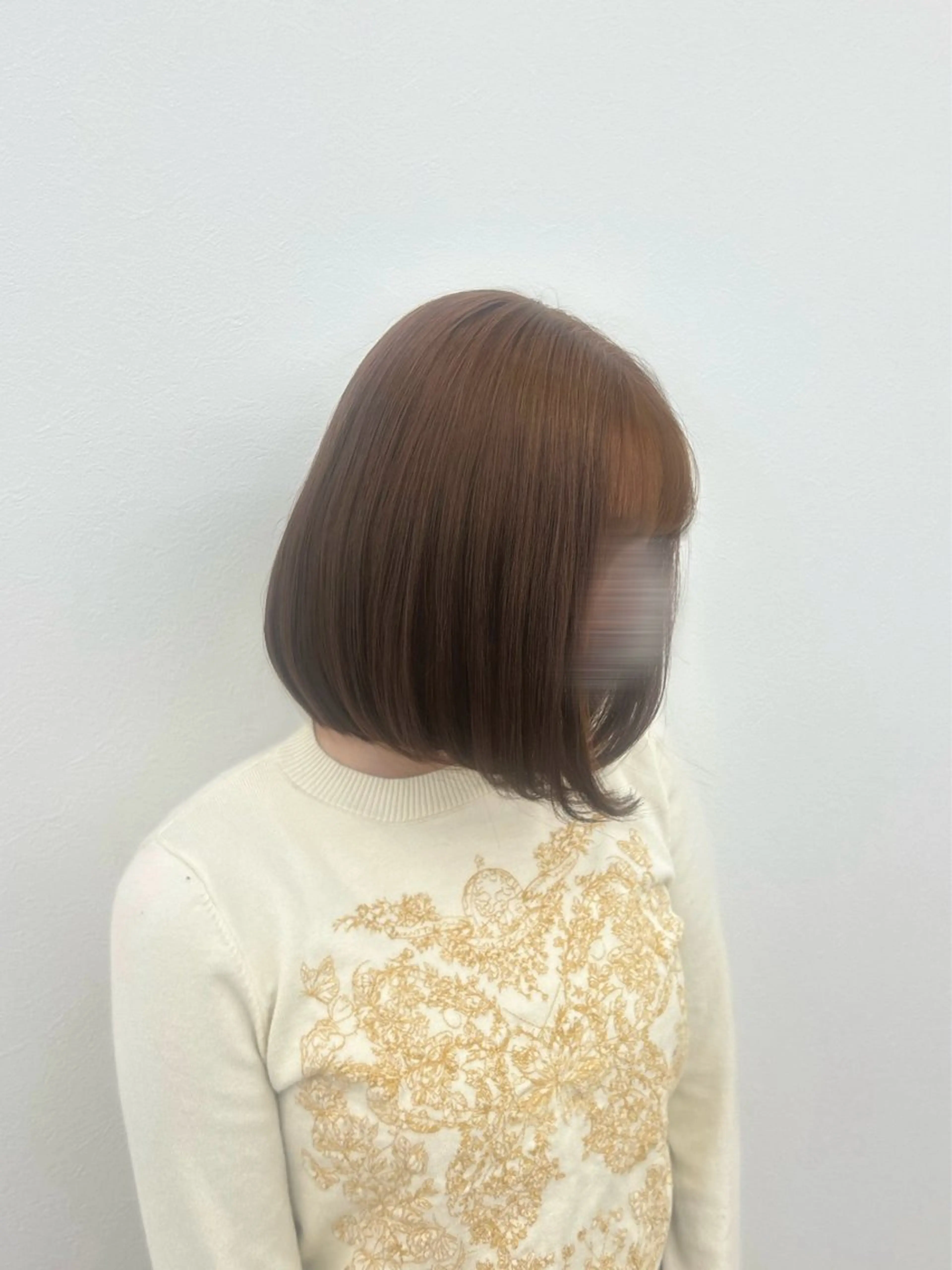 ミディアム ミルクティーブラウン ボブ ヘアカラー トリートメント 武田 唯来のヘアスタイル