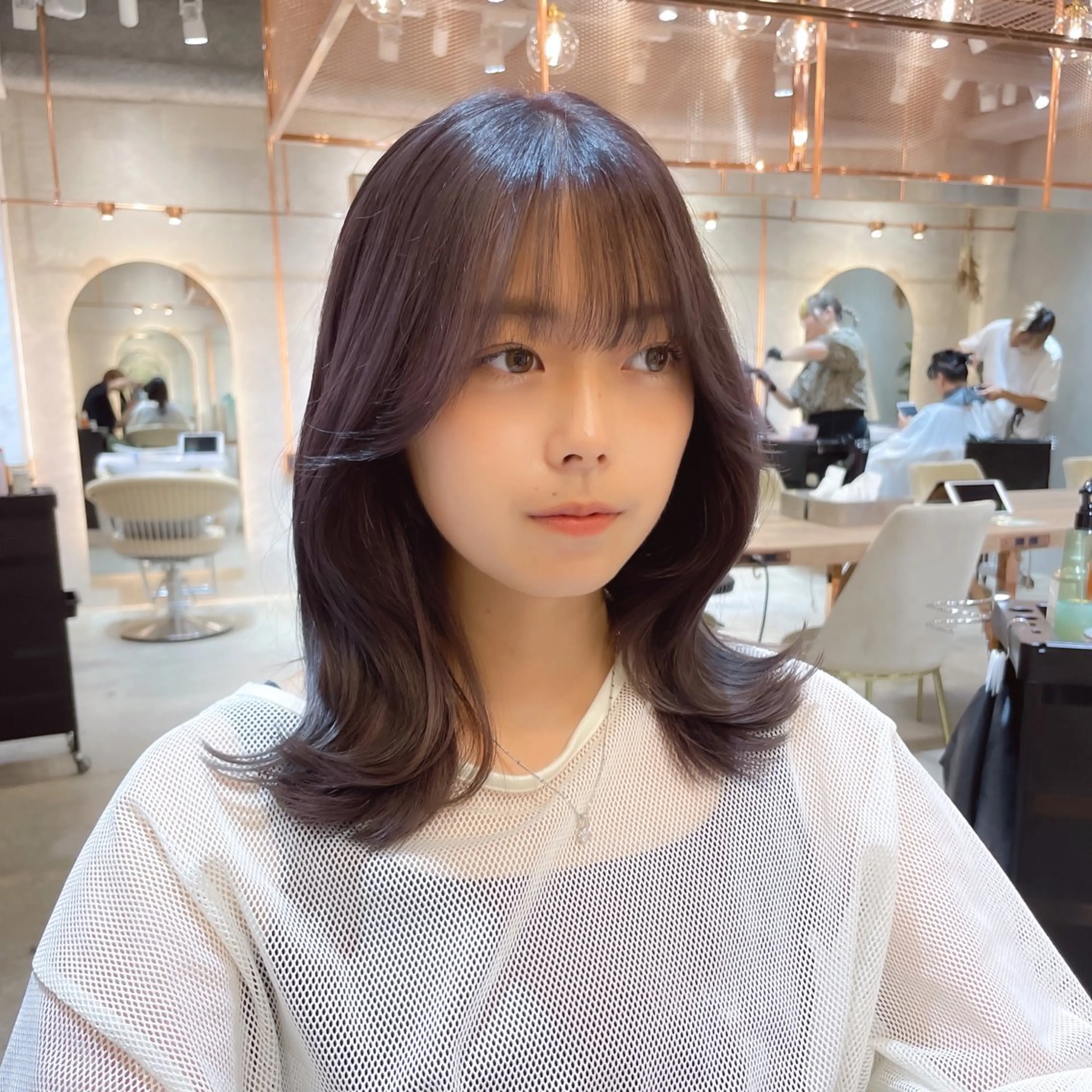 ミディアム カット ヘアカラー トリートメント レイヤー/韓国ヘア 縮毛矯正🫧鈴木颯のヘアスタイル