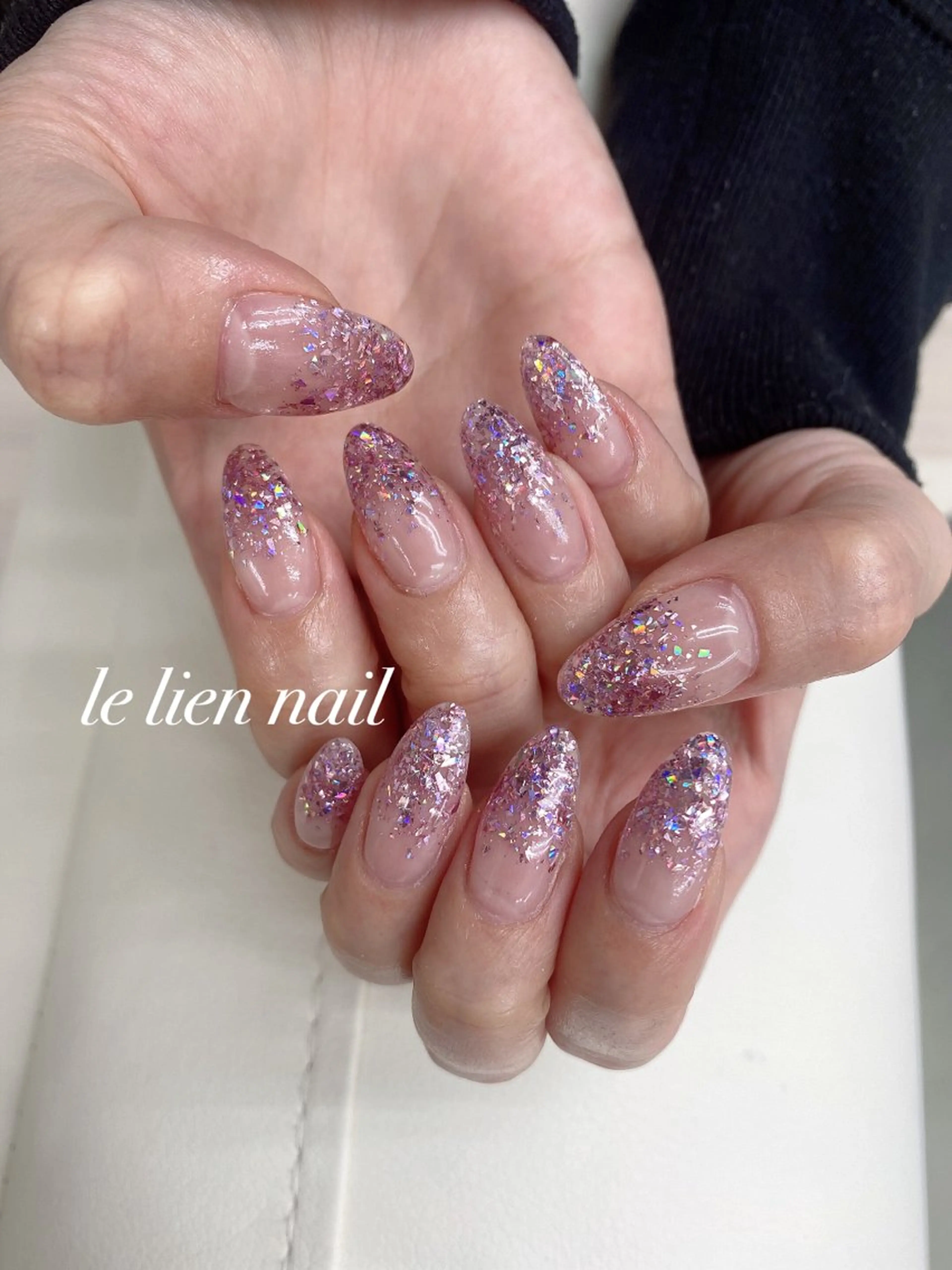 ネイル グラデーション キラキラネイル ラメ(グリッター) ラメグラデーション ピンク ハンドネイル le lien nailのネイルデザイン