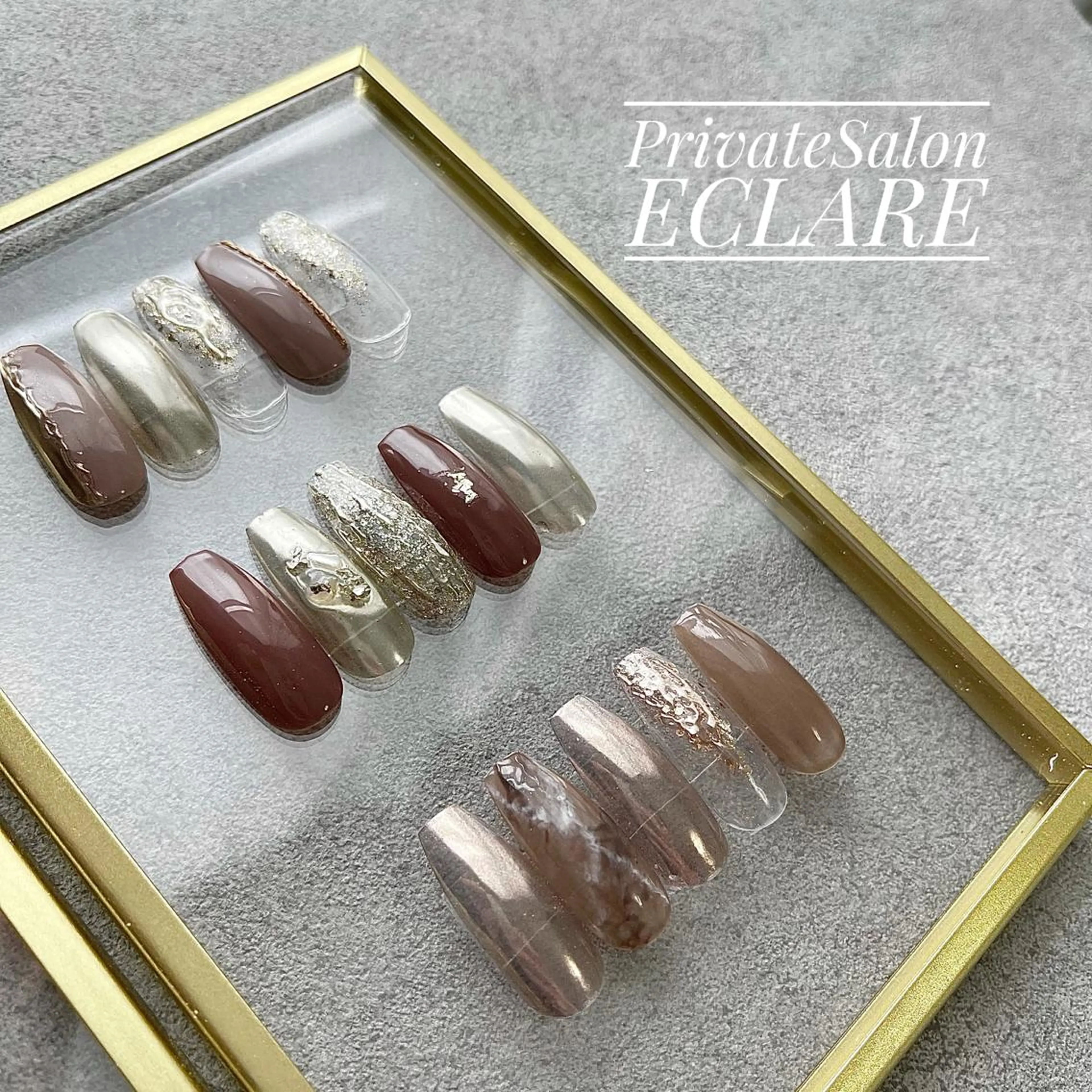 ネイル アートネイル ブラウン フットネイル フレンチネイル ジェルネイル Nail Salon ECLAREのネイルデザイン