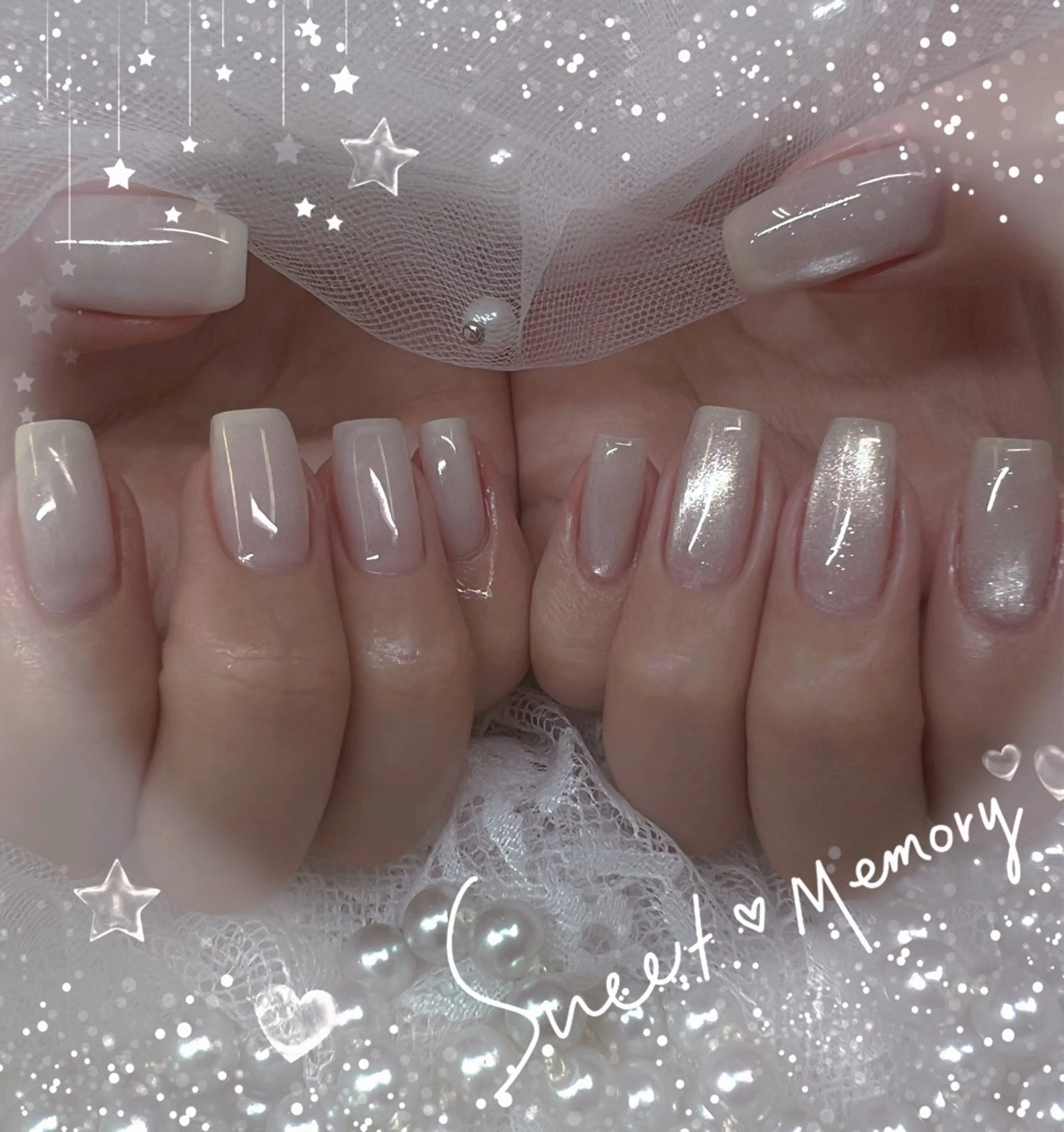 ネイル チークネイル フレンチネイル ガーリー ガラスフレンチ グラデーション ハンドネイル ハンドケア Chill Nailsalonのネイルデザイン