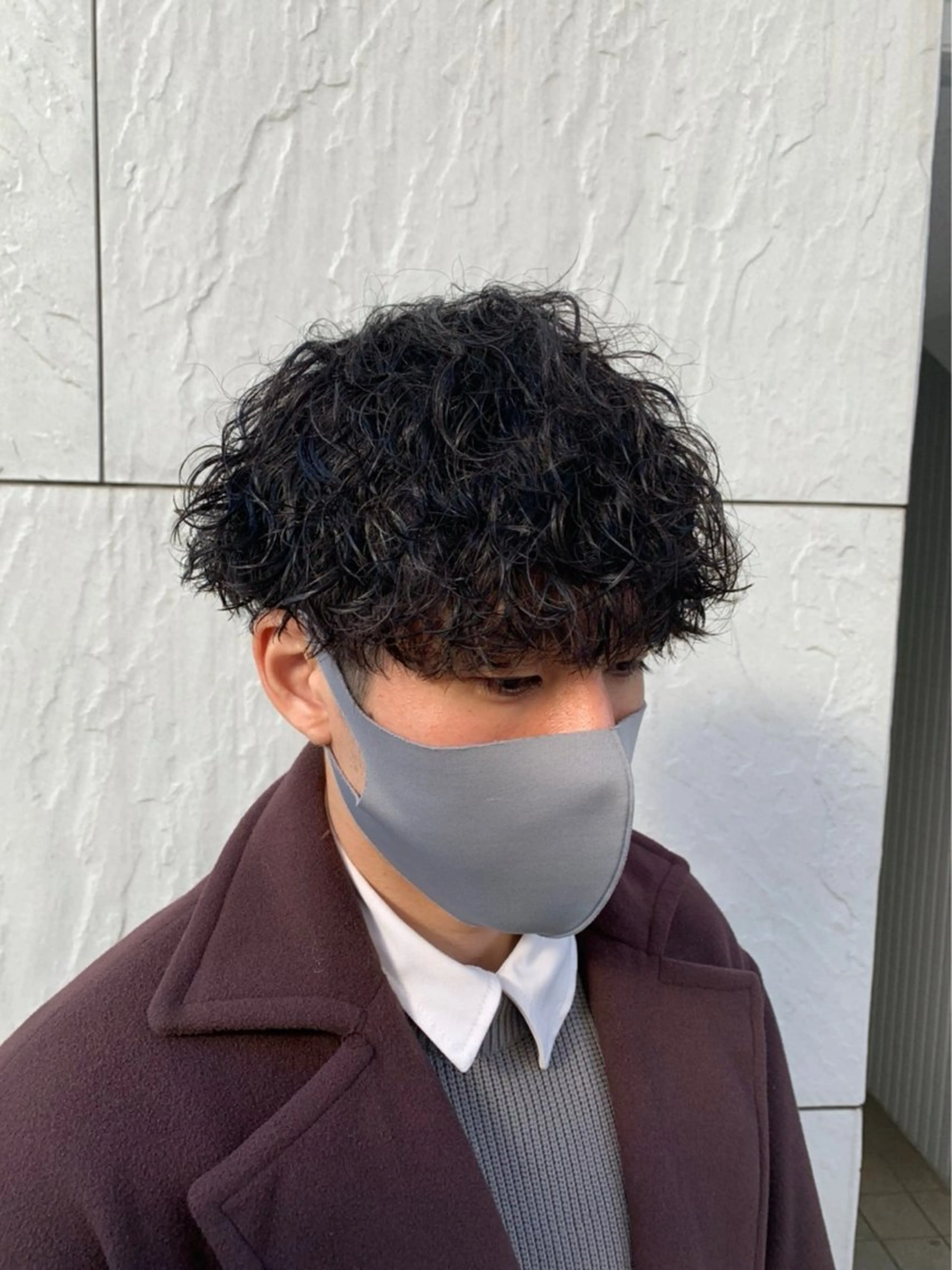 ショート パーマ メンズ カット パーマ ヘアセット 町田/波巻き/ シャドウ/メンズのヘアスタイル