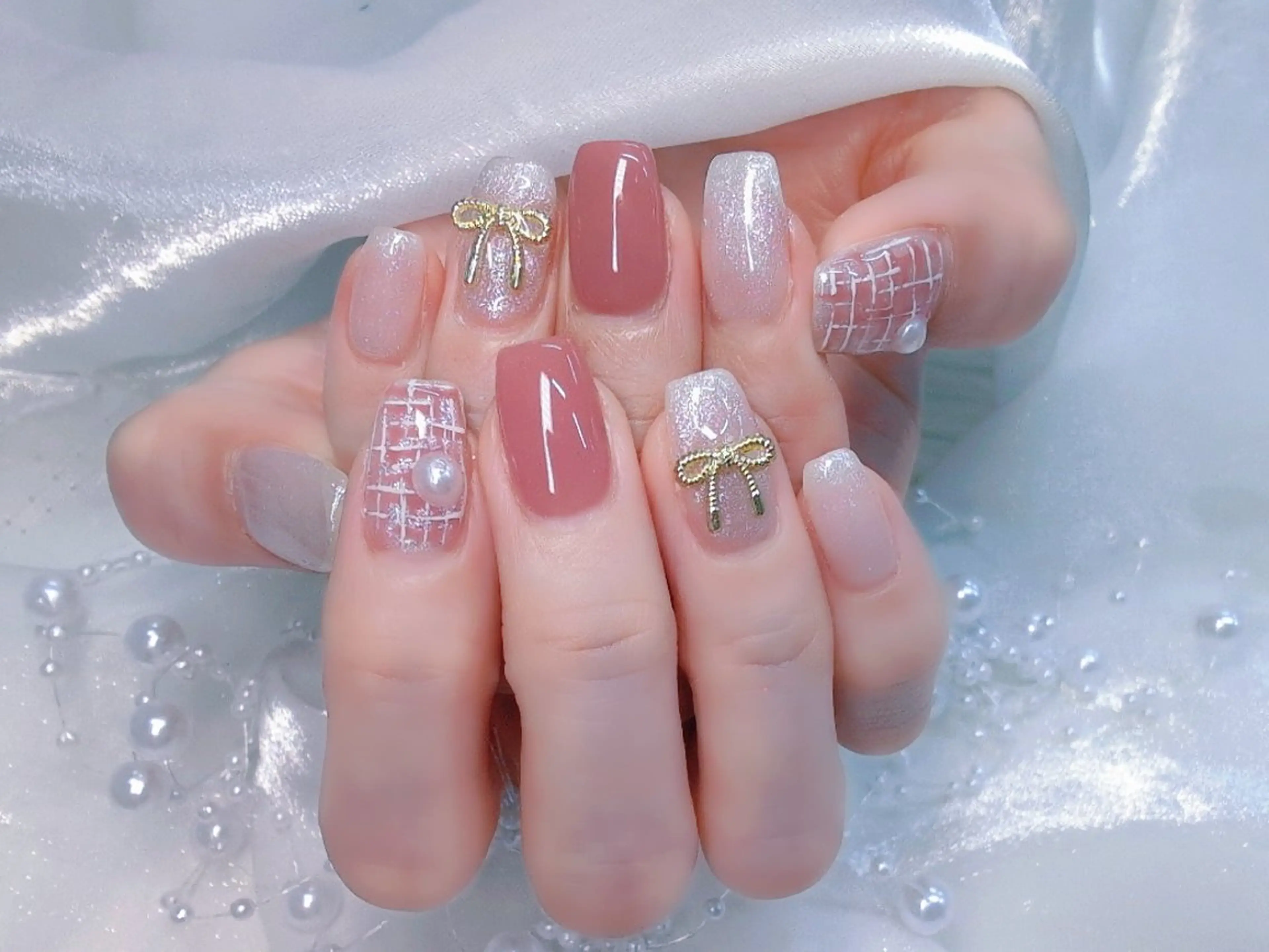 ネイル チークネイル 長さ出し フラッシュネイル フレンチネイル ジェルネイル Chouette Nailのネイルデザイン