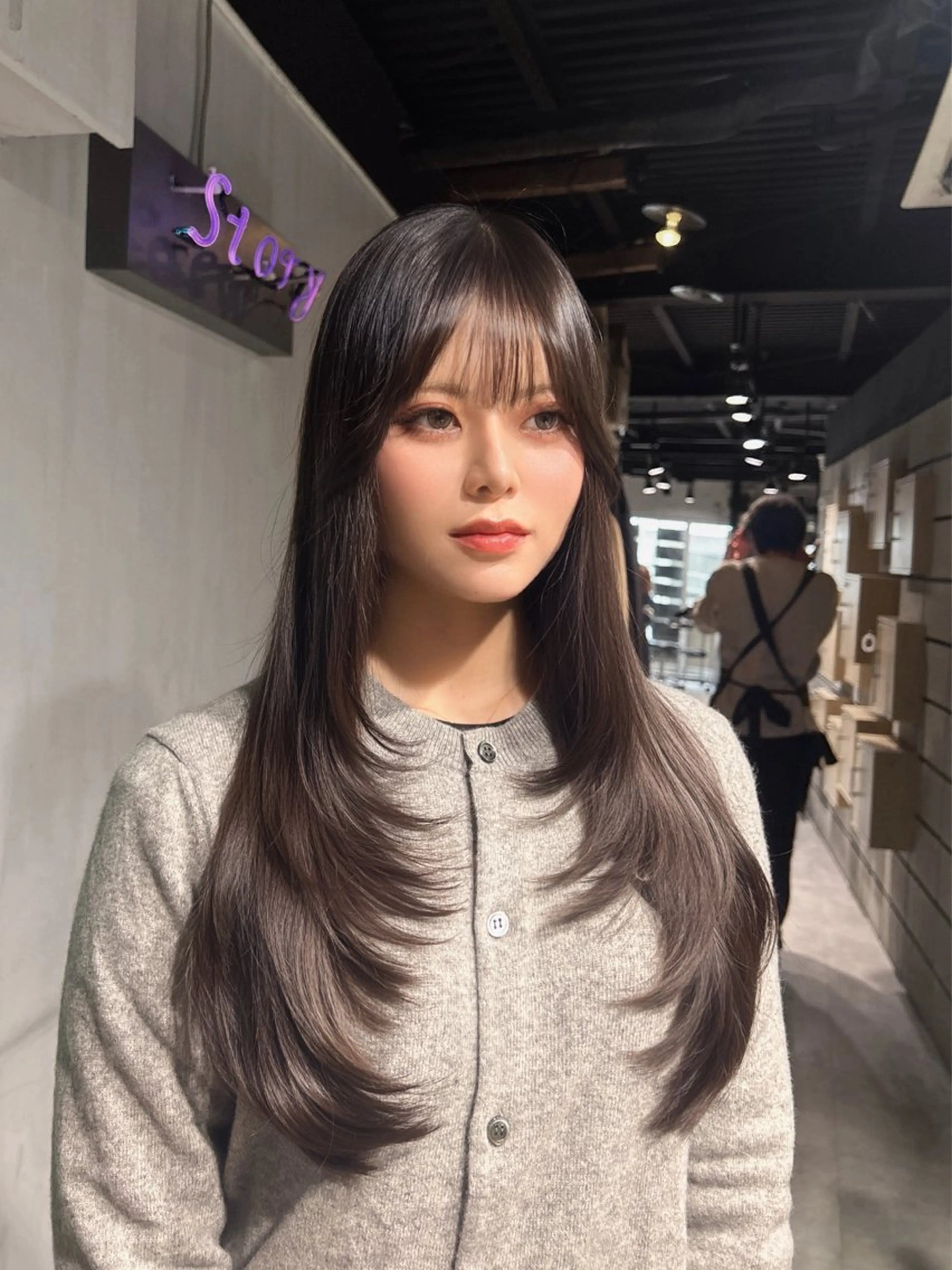 ロング 韓国風カラー 姫カット 韓国風ヘア レイヤーカット ワンホンレイヤー MEI🎀垢抜けカラ ー🎀韓国styleのヘアスタイル