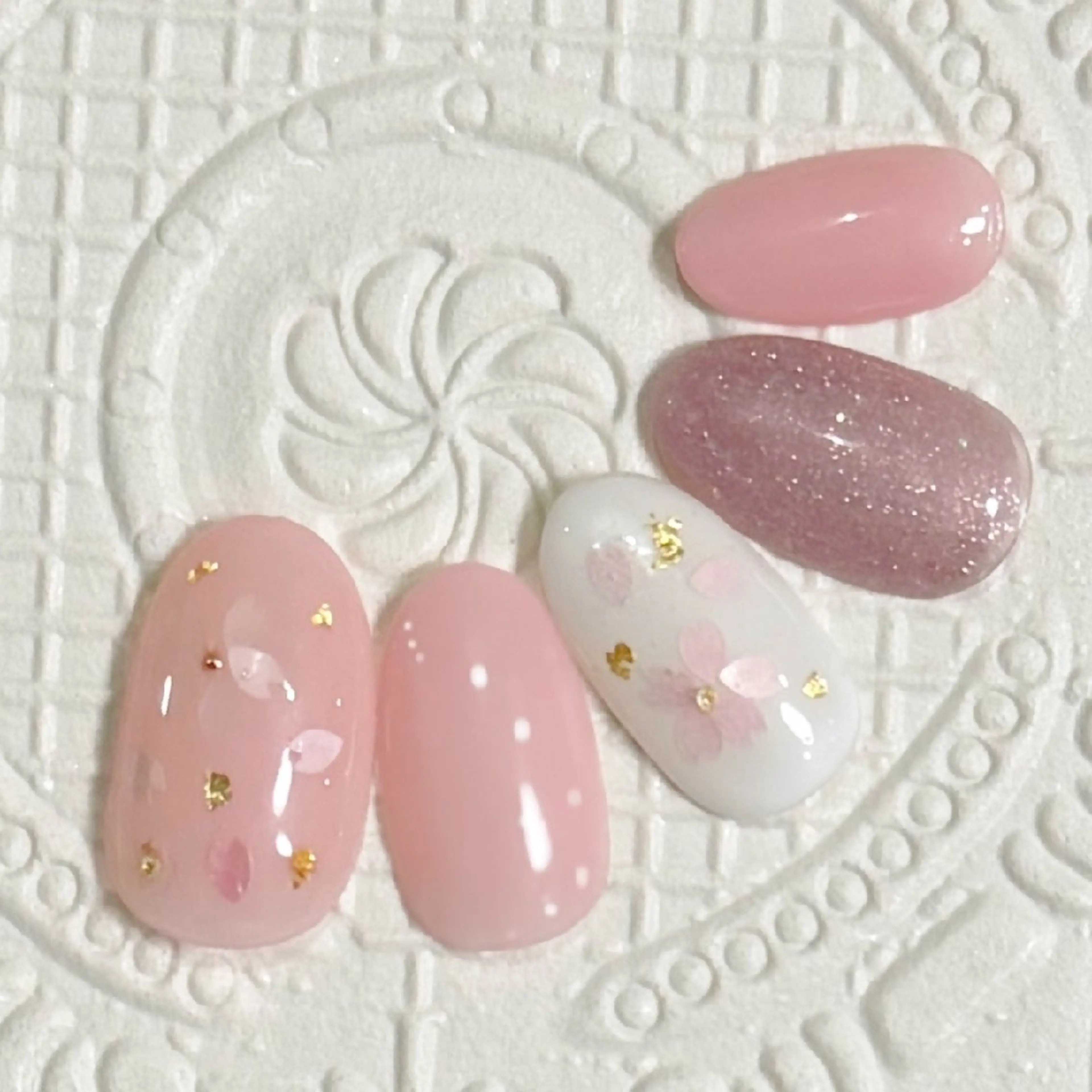 ネイル アートネイル 桜ネイル ハンドネイル nailsalon pecheのネイルデザイン