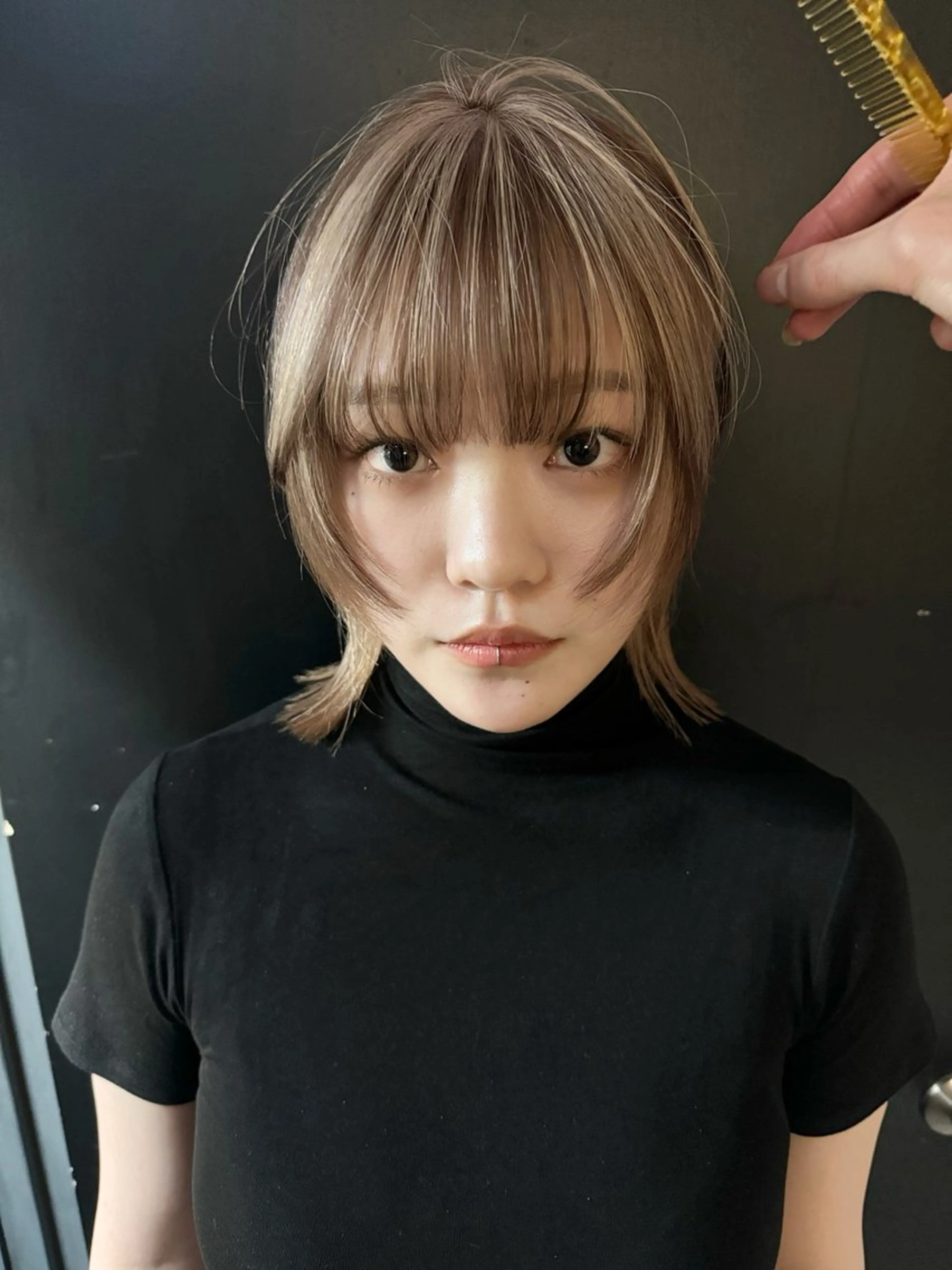 ミディアム カラー ヘアアレンジ カット ヘアカラー トリートメント 丸山渉/パーマ エフェクトブリーチのヘアスタイル