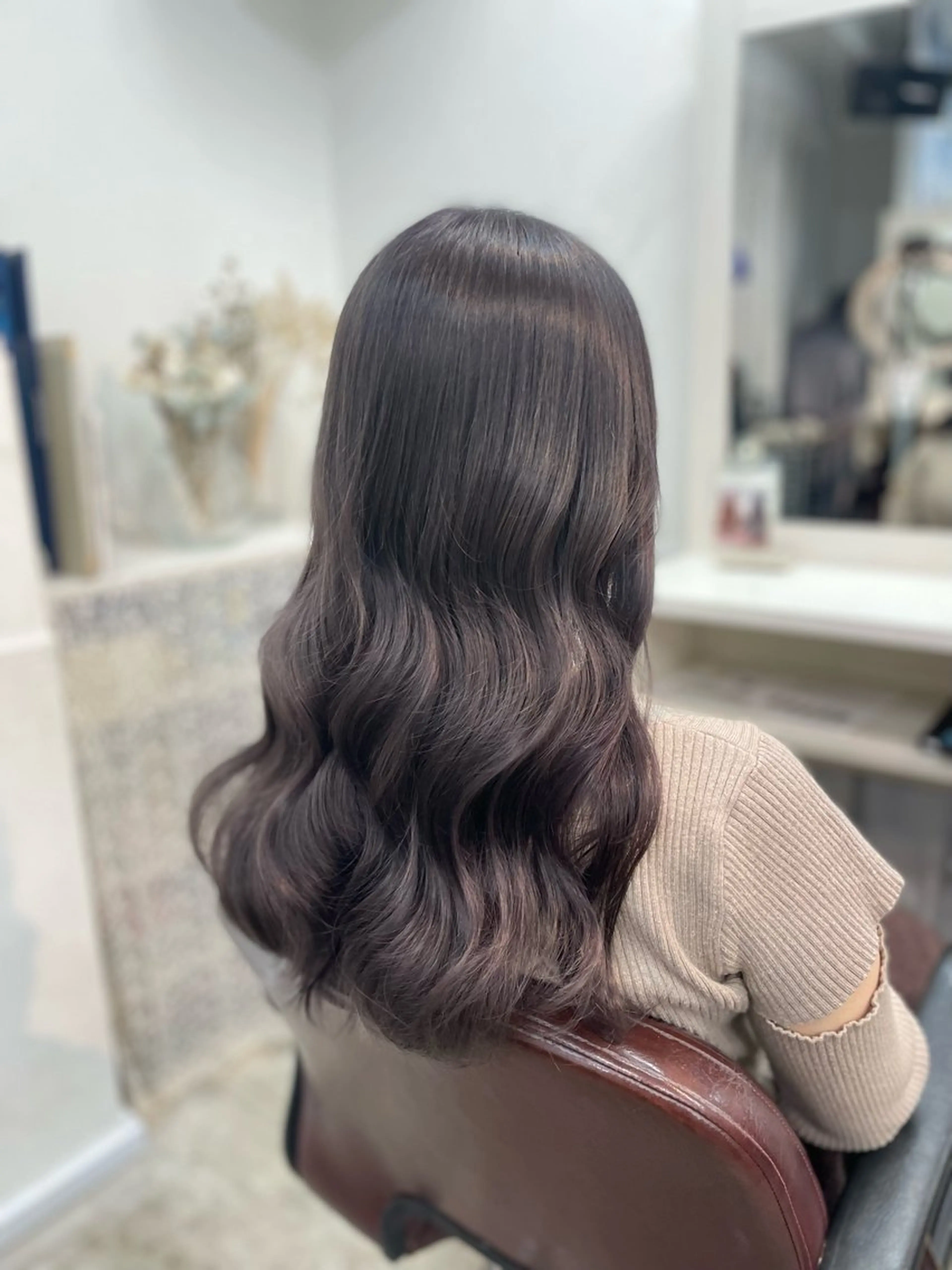 セミロング カラー ヘアカラー トリートメント ヘアセット 韓国ヘア🤍髪質改善 🇰🇷AKANEのヘアスタイル