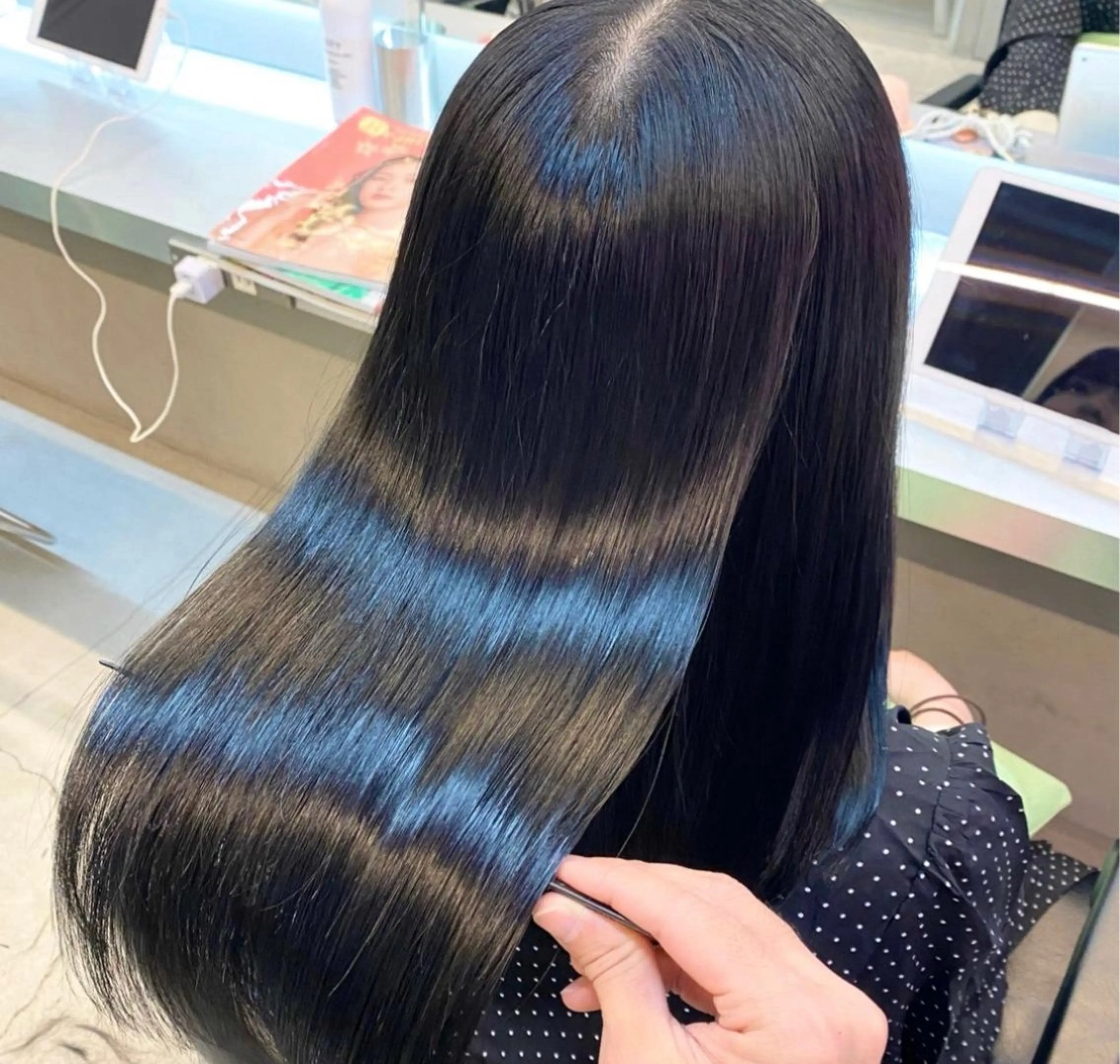 セミロング パーマ 伸ばしかけ 縮毛矯正 酸性ストレート ストレートパーマ 縮毛矯正 ✨髪質改善職人✨ デザインカラー/若林のヘアスタイル