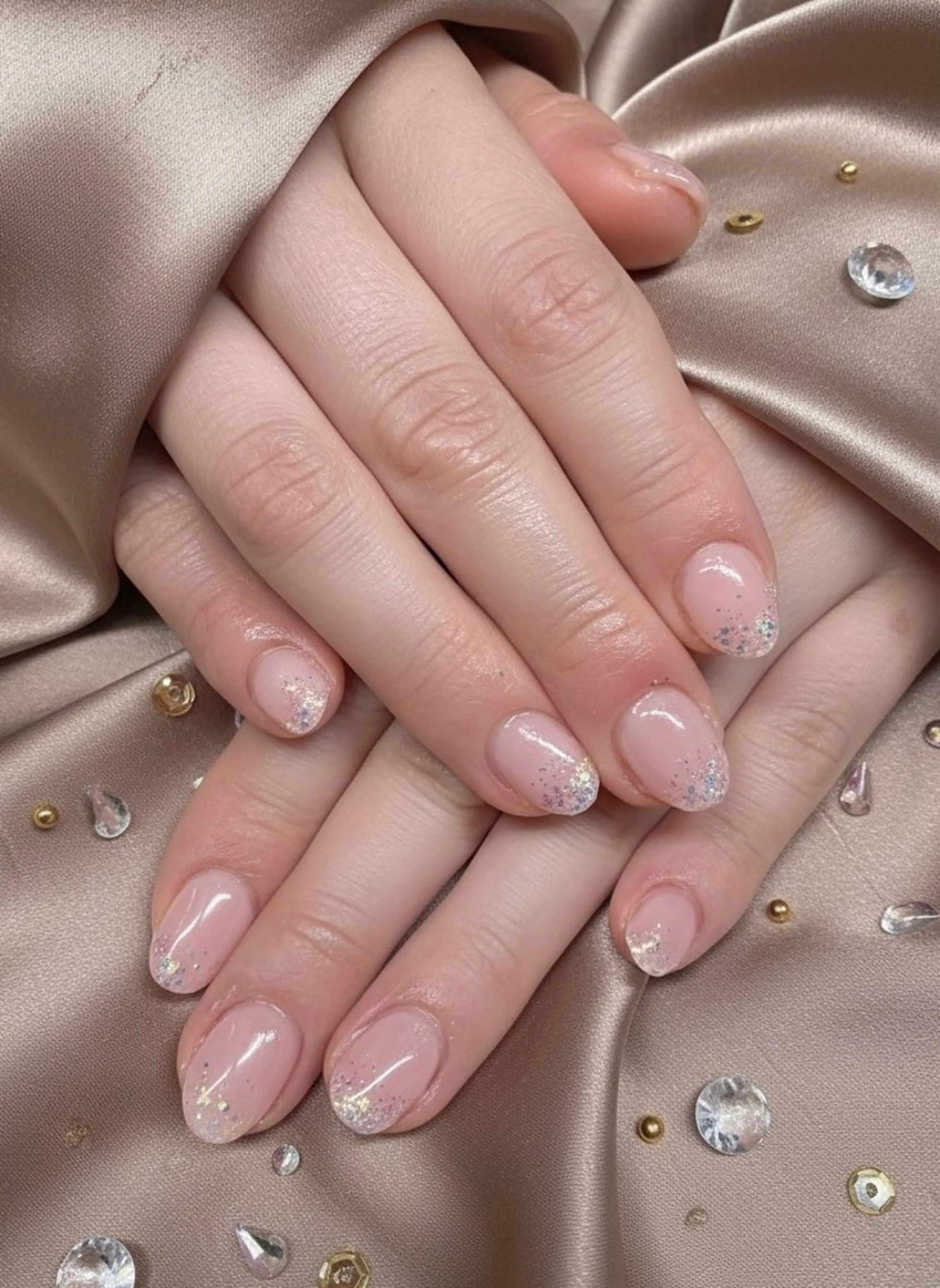 ネイル 長さ出し 韓国ネイル ラメ(グリッター) ラメグラデーション ロングネイル ハンドネイル TUNEHA堂 矢場町栄5丁目のネイルデザイン