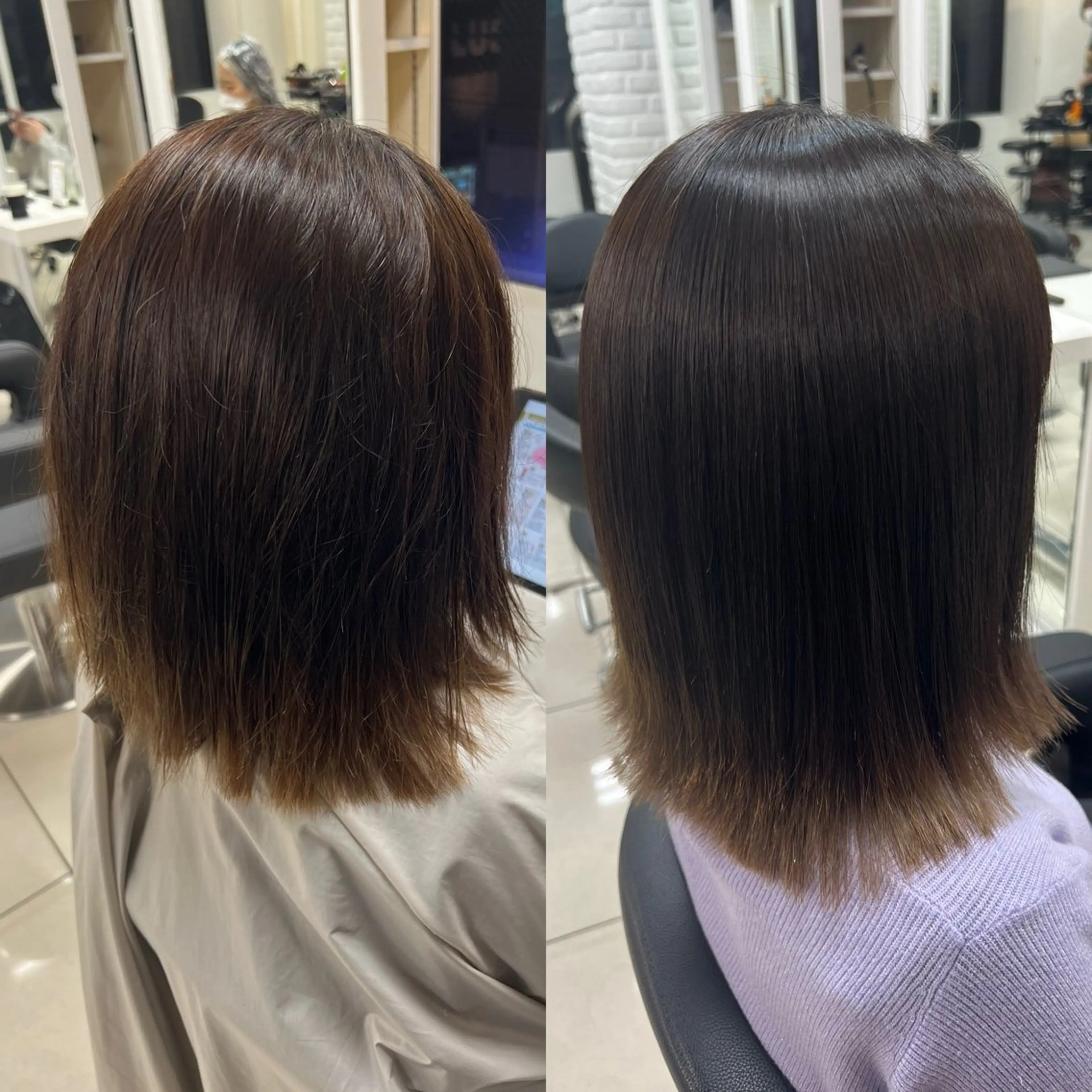 ミディアム カット 縮毛矯正 トリートメント 染野 匠のヘアスタイル