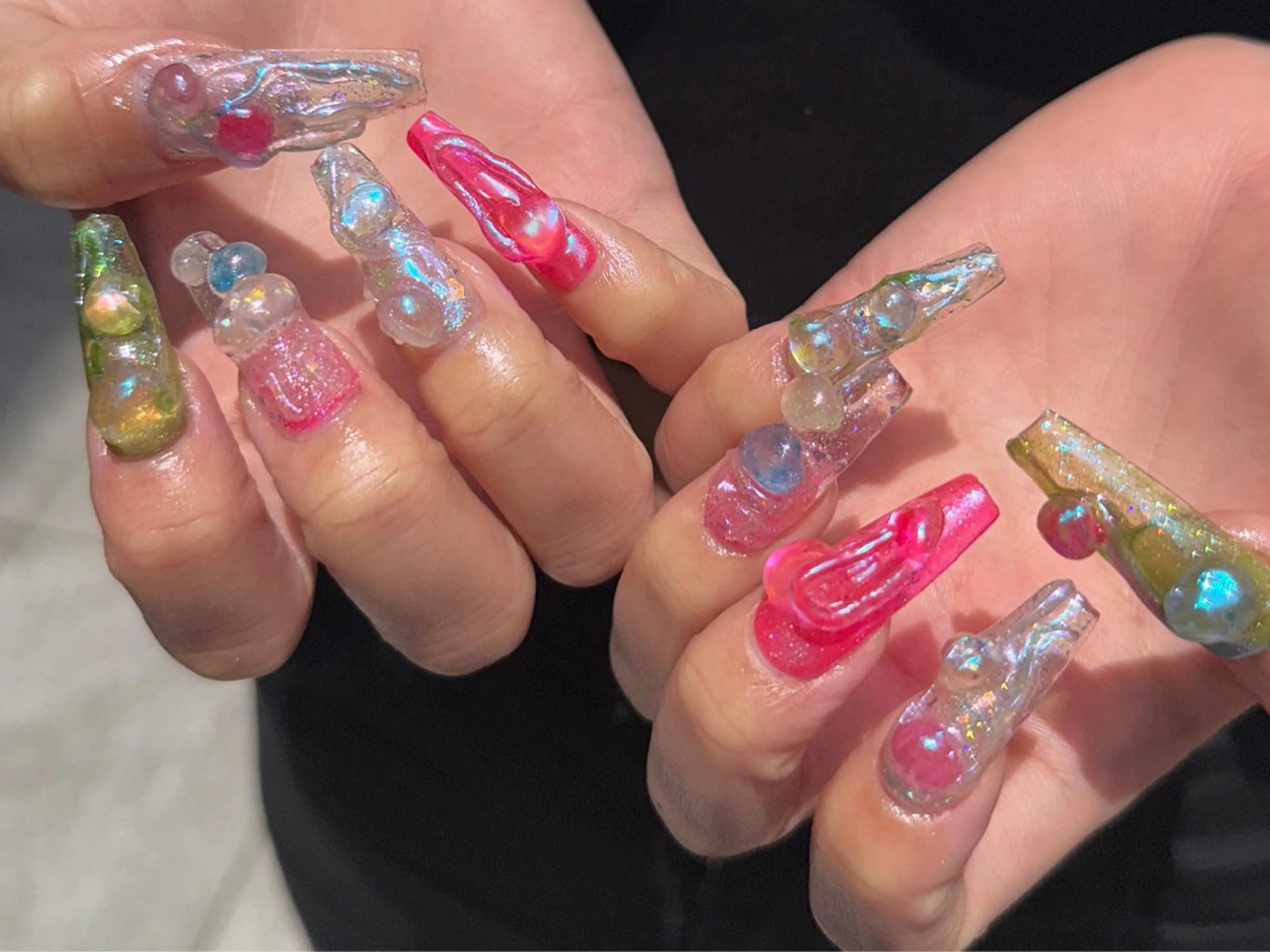 ネイル アートネイル フットネイル ジェルネイル キラキラネイル 韓国ネイル フットネイル Y nail なんば堀江店のネイルデザイン