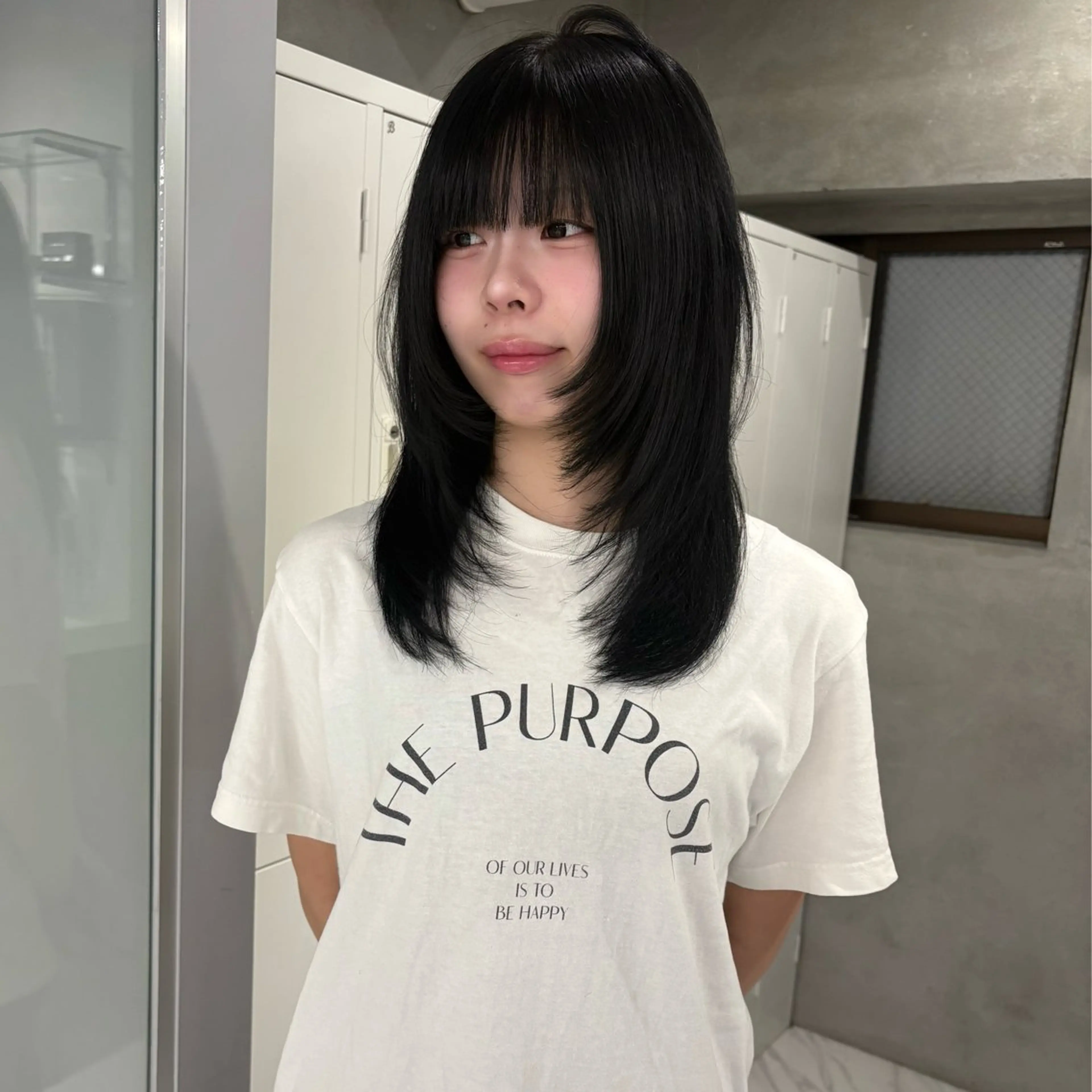 ミディアム レイヤーカット ヘアカラー トリートメント riko/レイヤー/ 艶カラー/ヘアセットのヘアスタイル