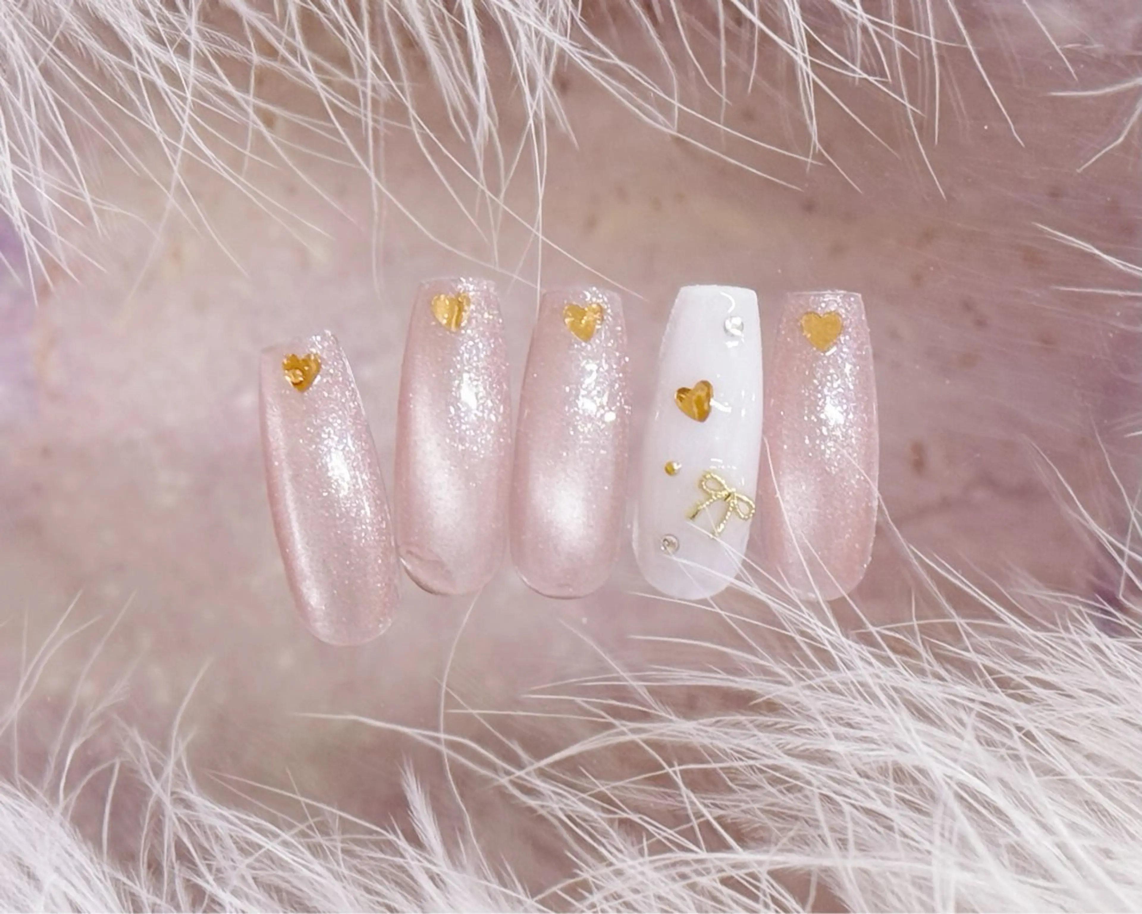 ネイル ハート リボン ハンドネイル Puti nailのネイルデザイン