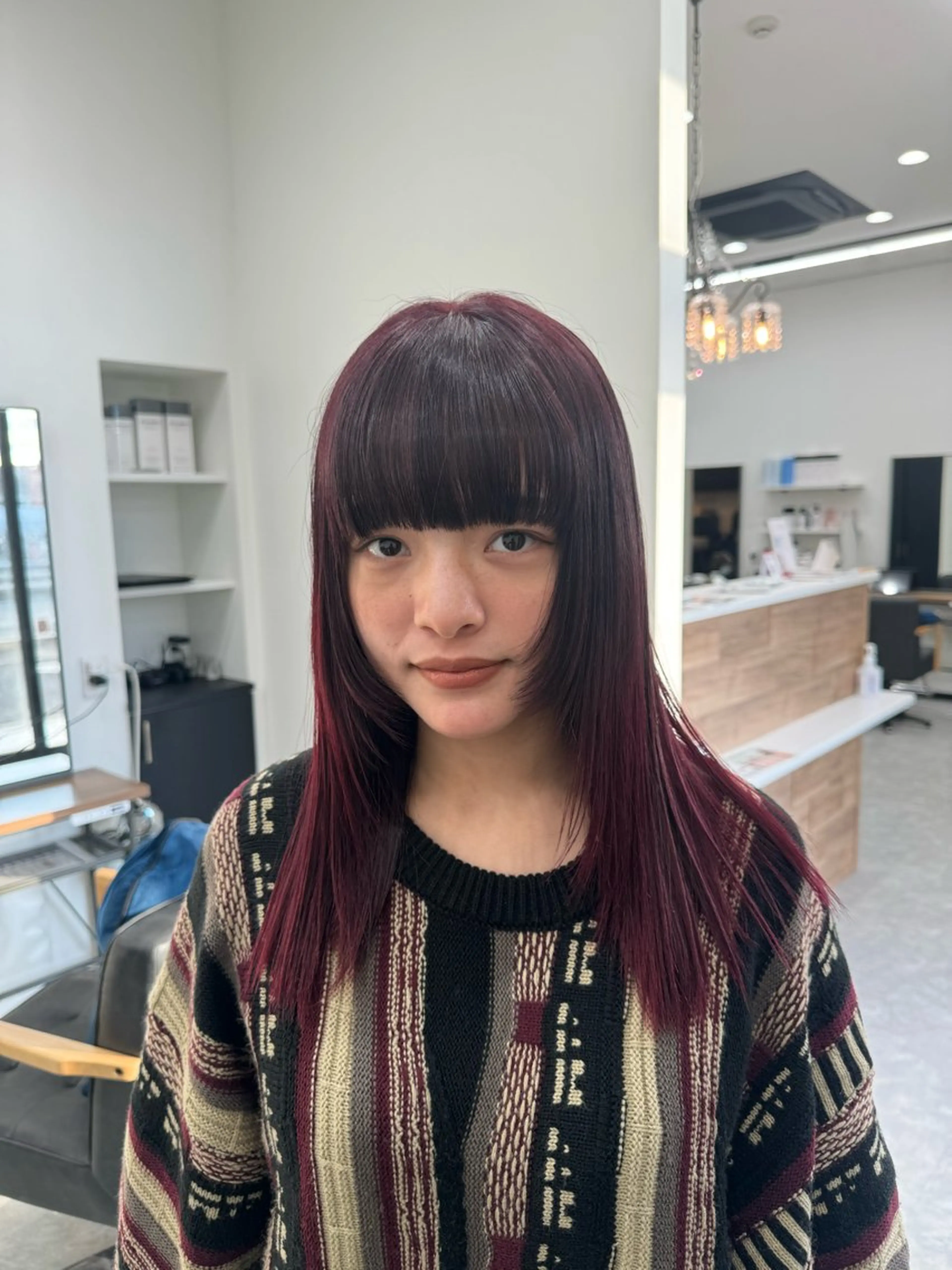 カラー 𝘀𝗮𝗲/柏の葉 / パーマモデルのヘアスタイル