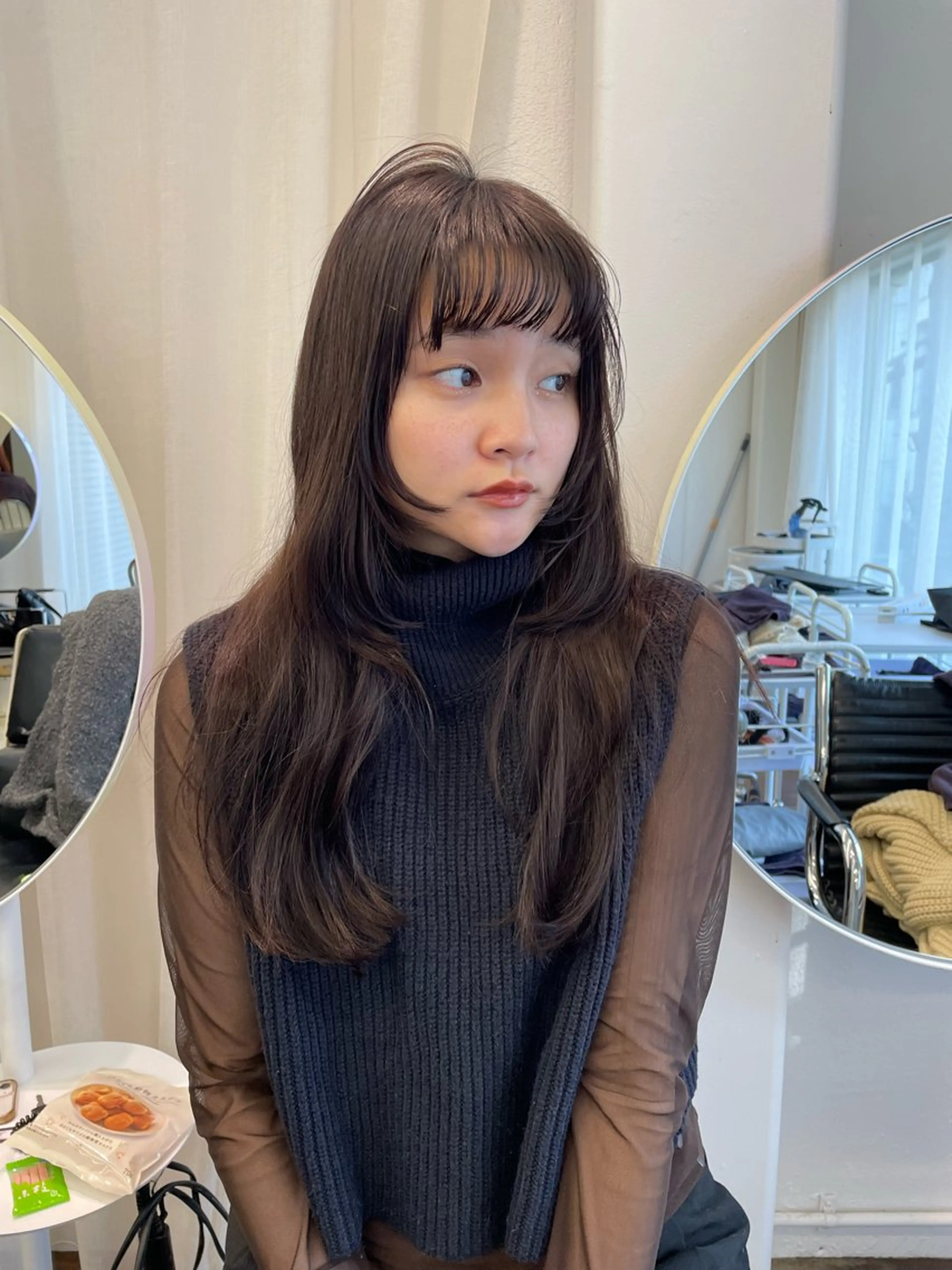 ロング カラー 顔周りカット 姫カット 小顔カット カット ヘアカラー トリートメント レイヤーカット🎀 kanaのヘアスタイル