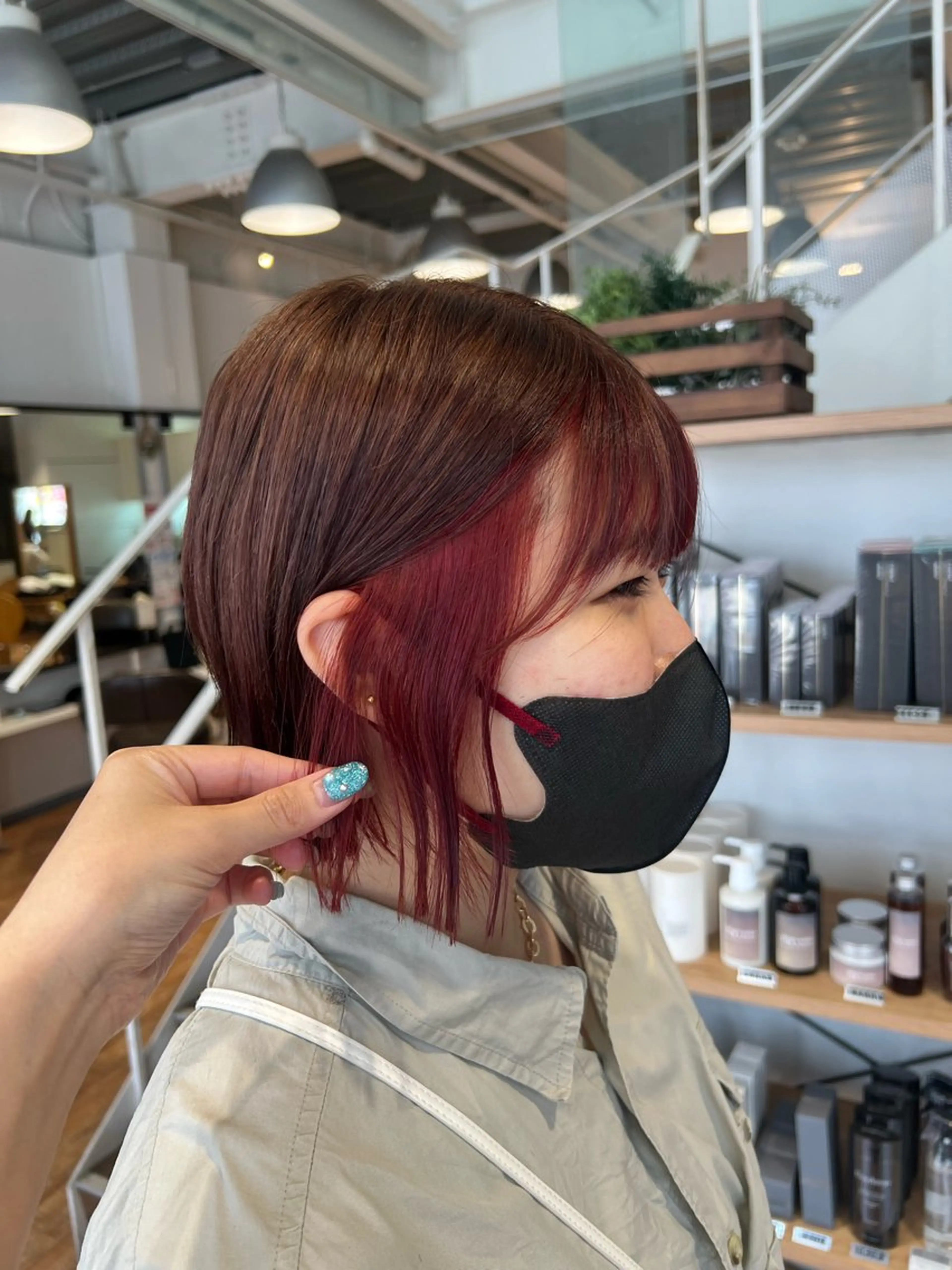 カラー イヤリングカラー ヘアカラー トリートメント インナーカラー♡ Nanakoのヘアスタイル