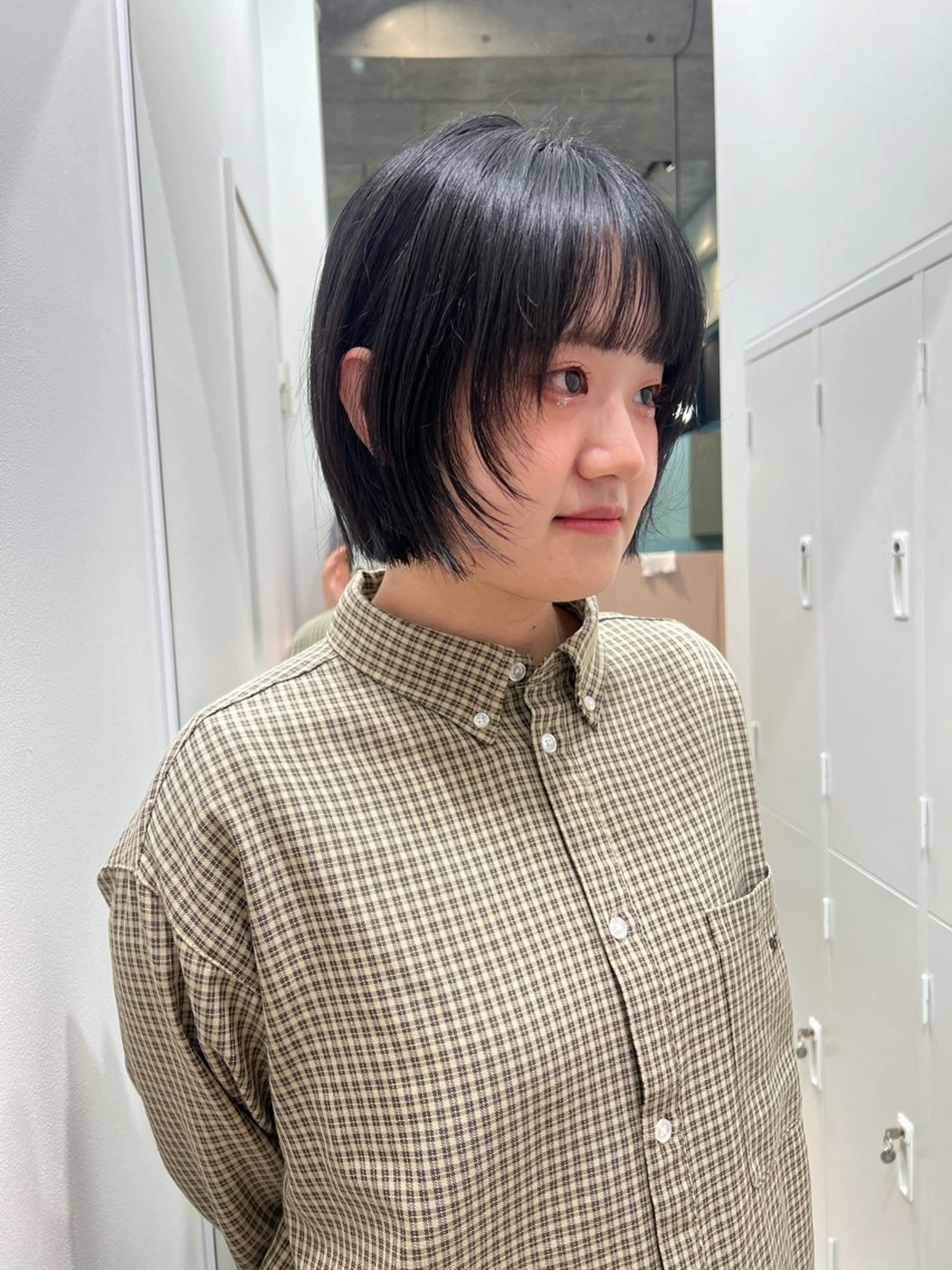 ミディアム 顔まわりレイヤー 顔周りカット レイヤーカット カコ♡ ボブ ヘアアレンジのヘアスタイル
