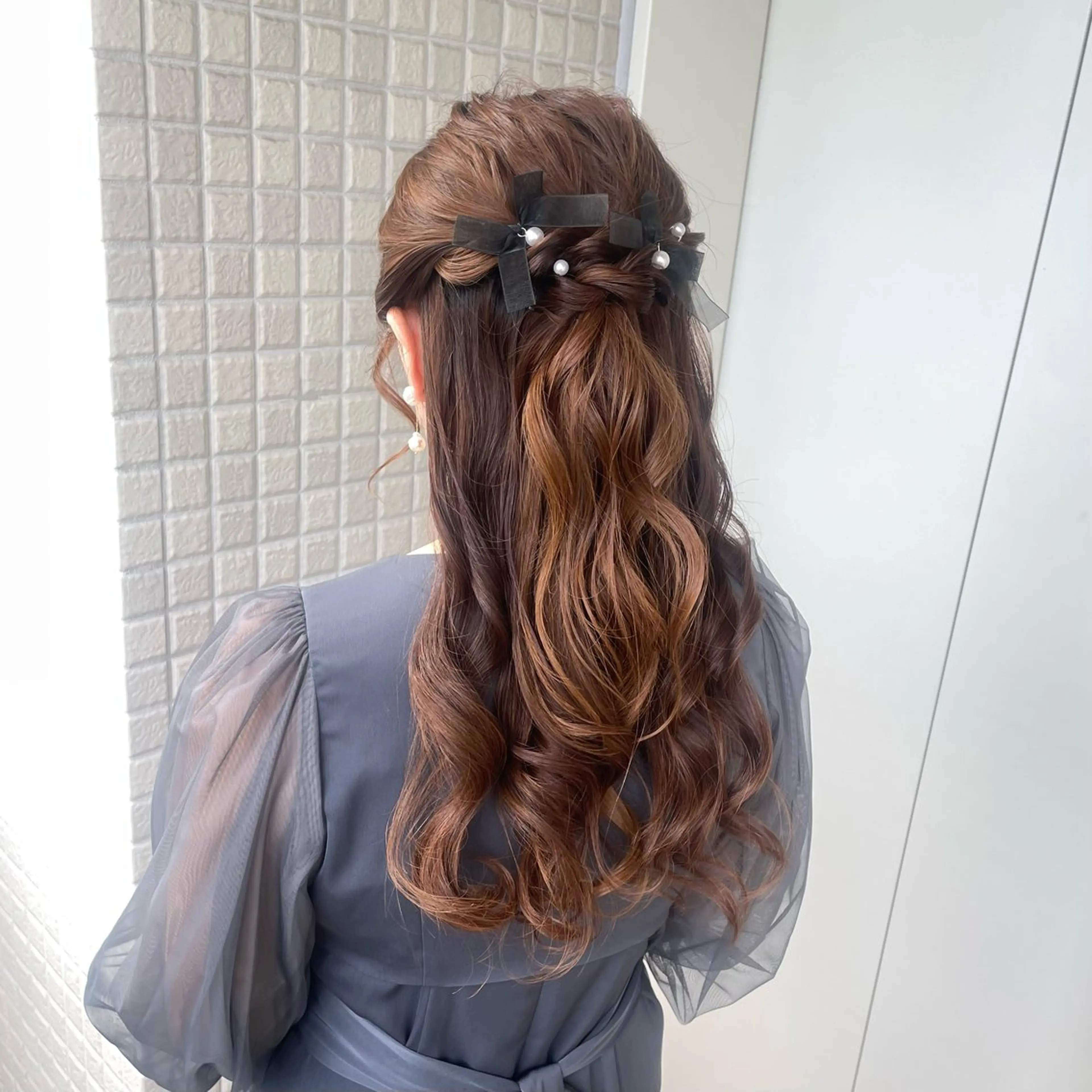 ヘアアレンジ ハーフアップ ヘアセット 艶感カラー/髪質改善 /縮毛矯正/airiのヘアスタイル