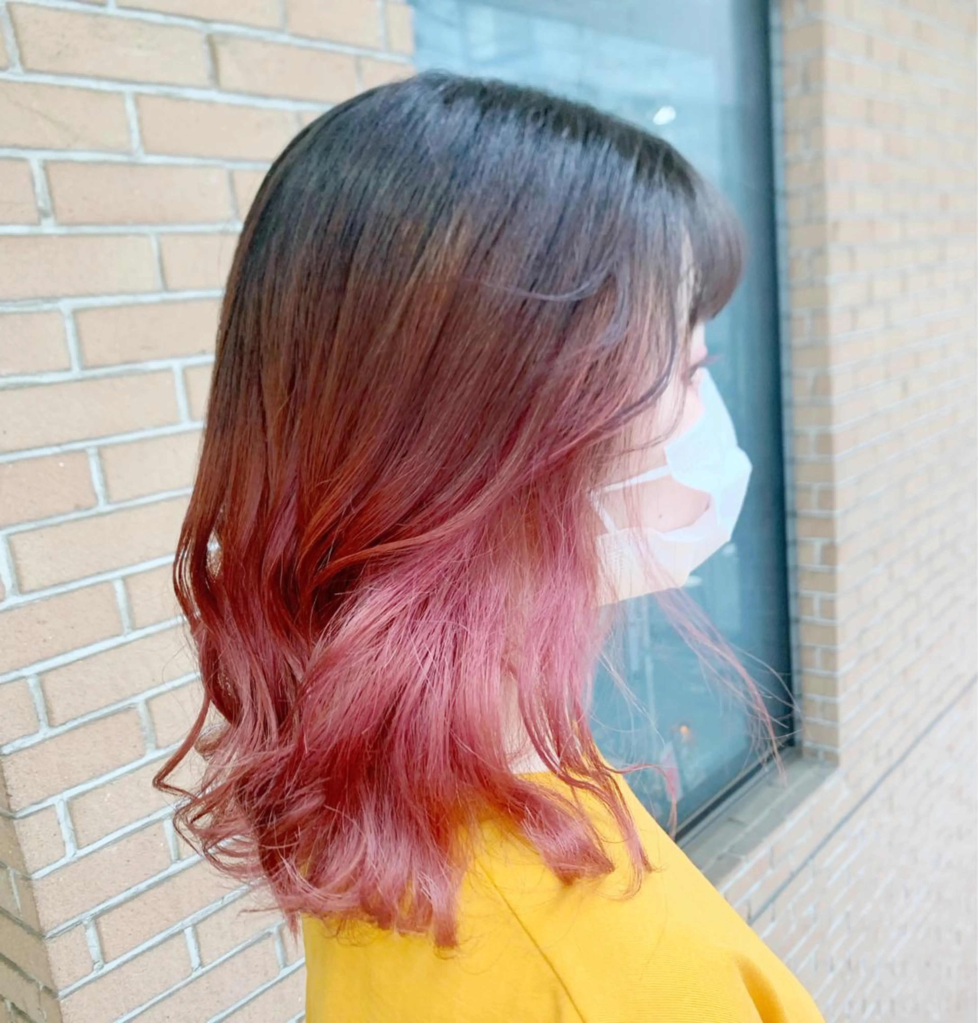 セミロング カラー ヘアアレンジ ブリーチ グラデーションカラー ヘアカラー ピンクカラー🩷 ヘアセットＮＯ.1のヘアスタイル