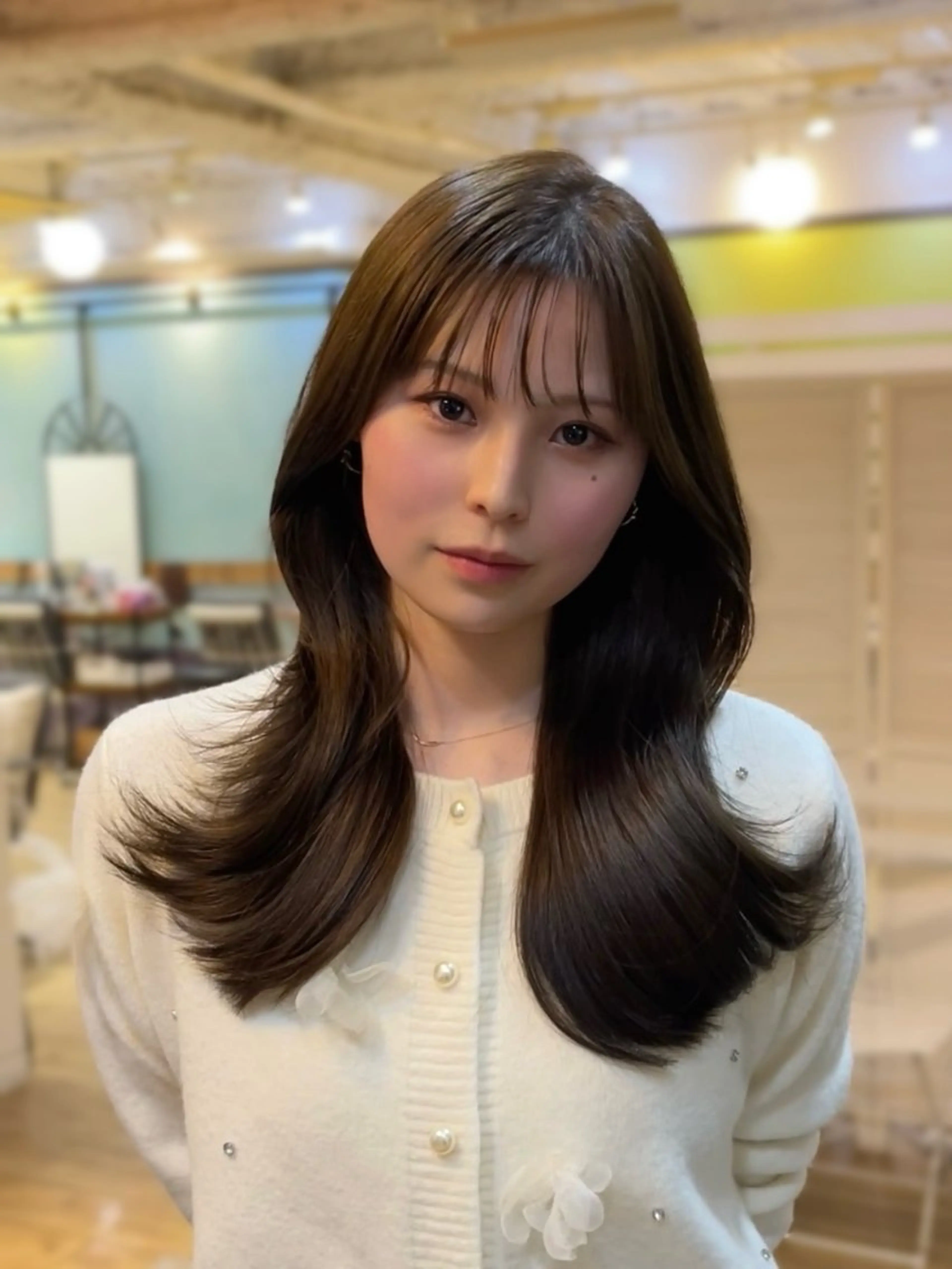 ロング カラー 透明感カラー くびれヘア レイヤーカット 小顔カット カット ヘアカラー トリートメント ヘッドスパ 大人可愛い透明感🌟 小顔・韓国髪🌟野中のヘアスタイル