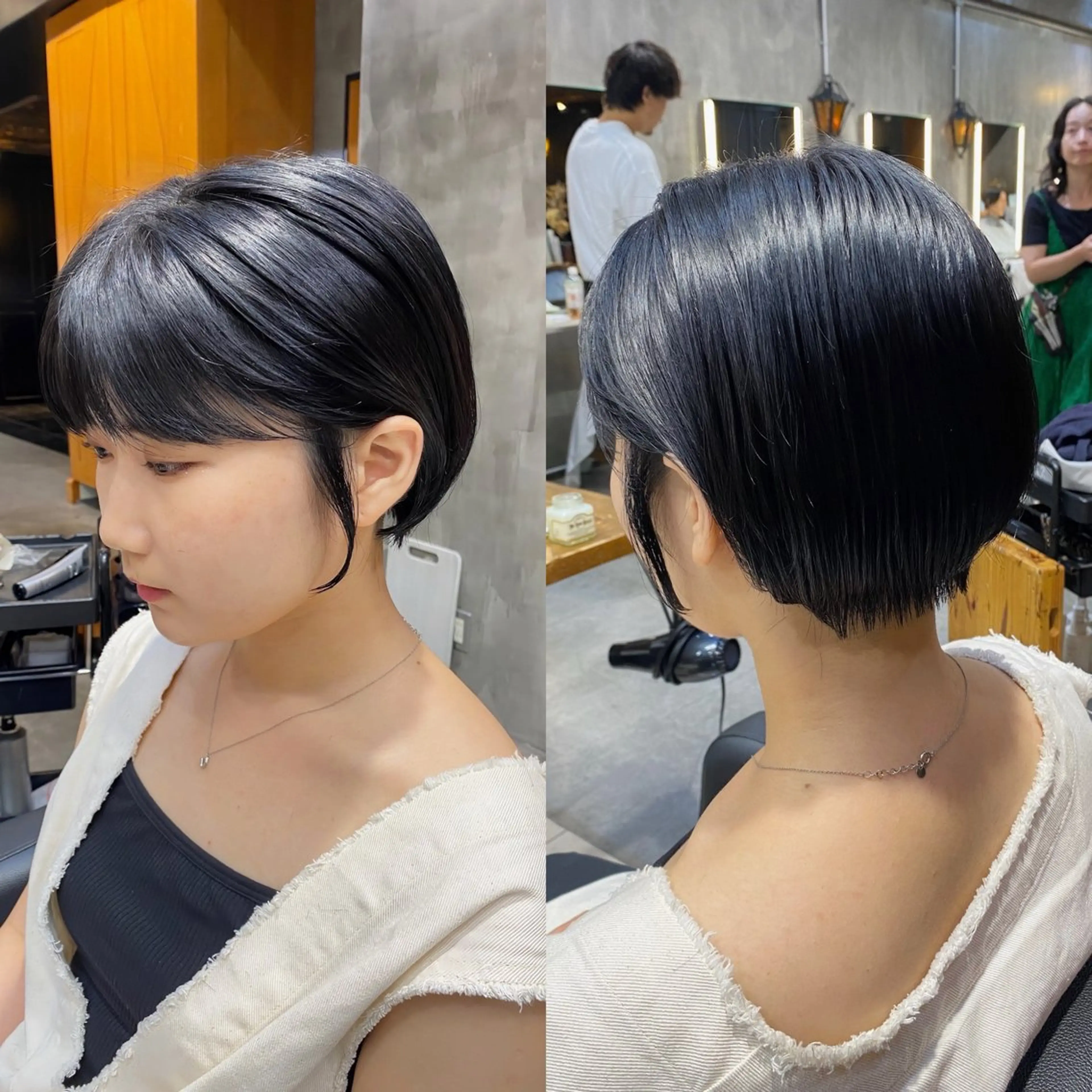 ショート カラー 黒髪 ブルーカラー ブルーブラック イルミナカラー カット ヘアカラー トリートメント ブリーチなしダブル カラー🧸🐺陽介のヘアスタイル