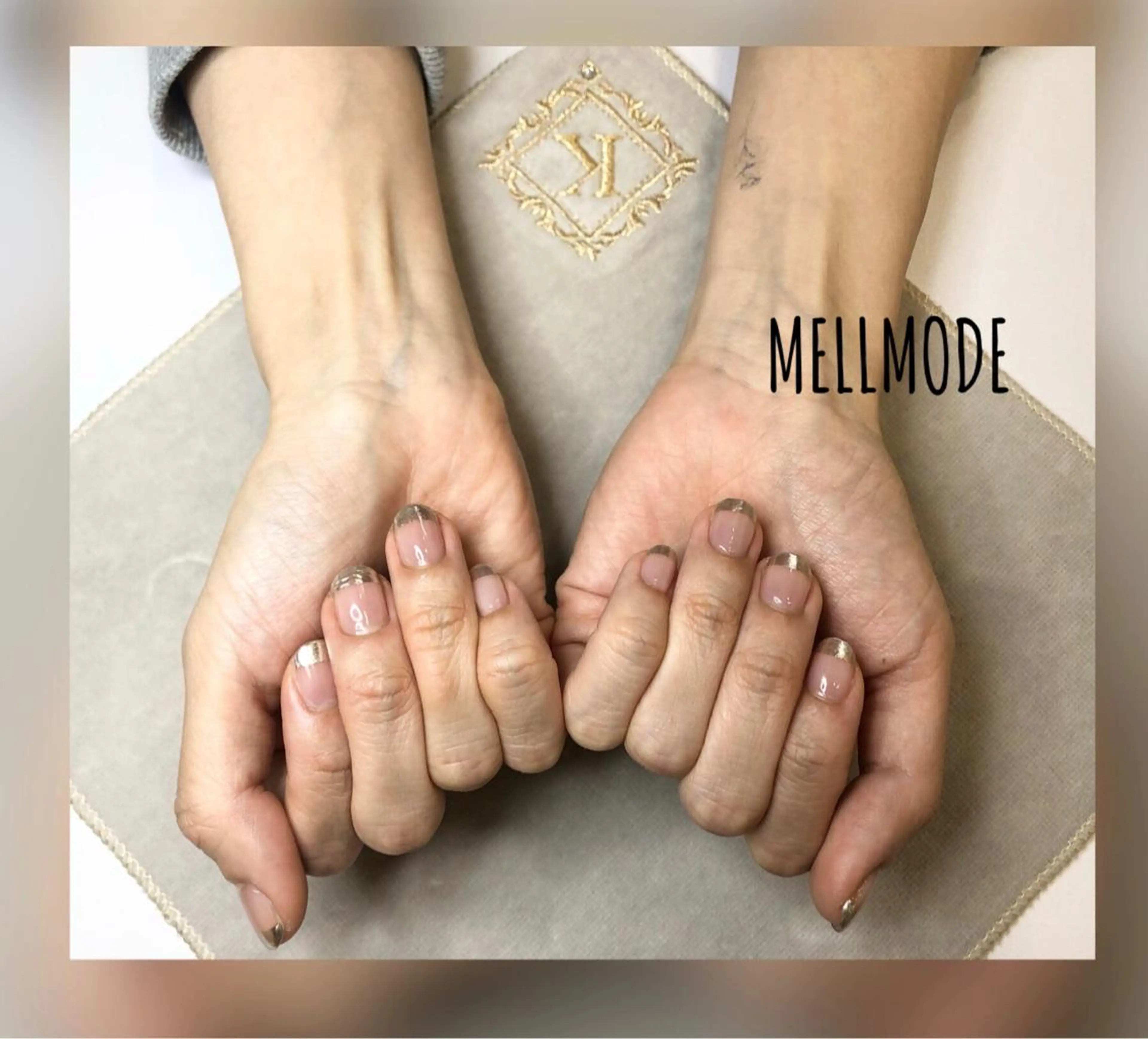 ネイル クリアネイル フレンチネイル キラキラネイル ミラーネイル シルバー ハンドネイル MELLMODE所属・Nakano Kanaのネイルデザイン