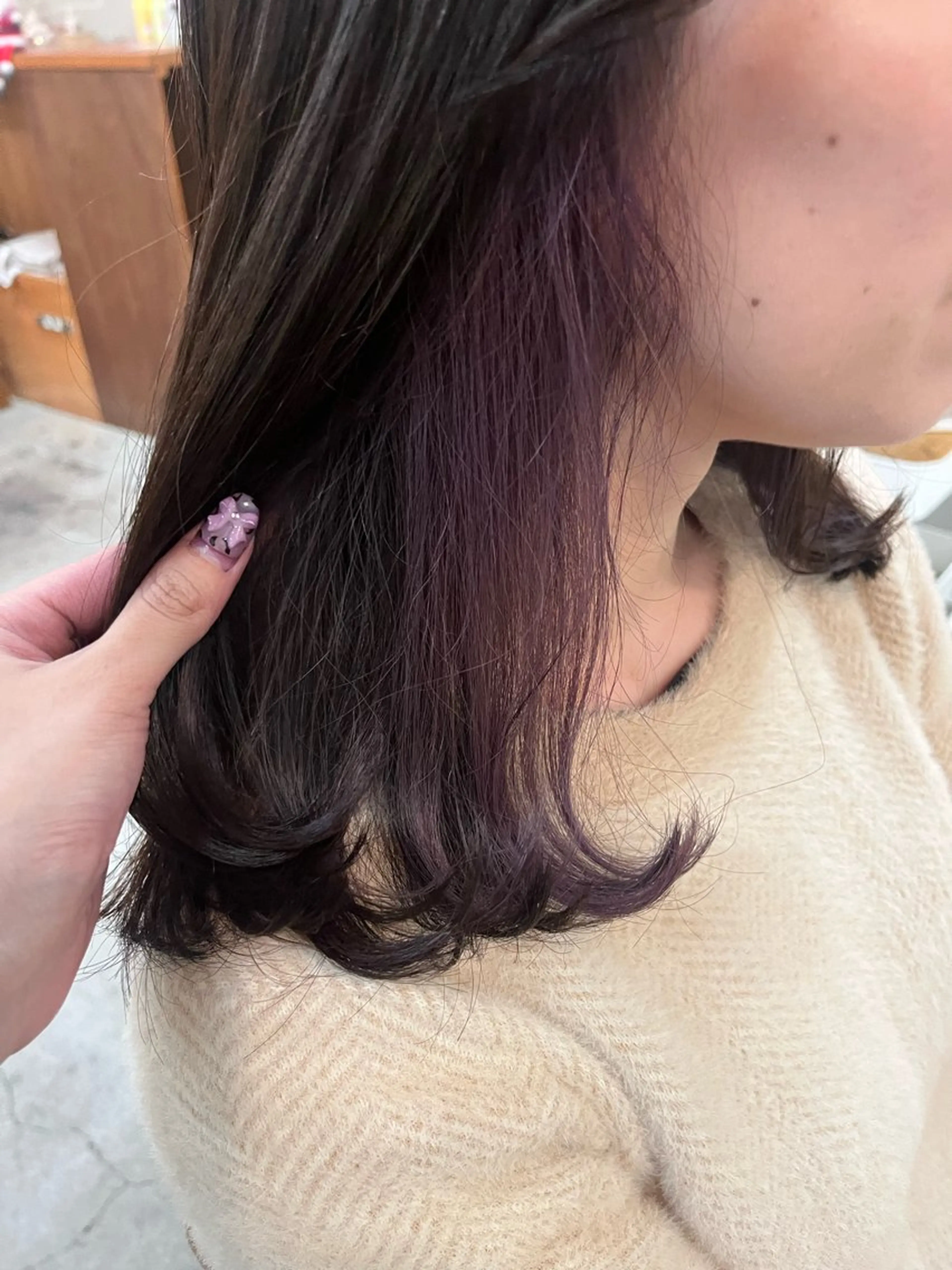 セミロング カラー インナーカラー 暖色カラー／ ヘアセット🌛櫻井舞のヘアスタイル