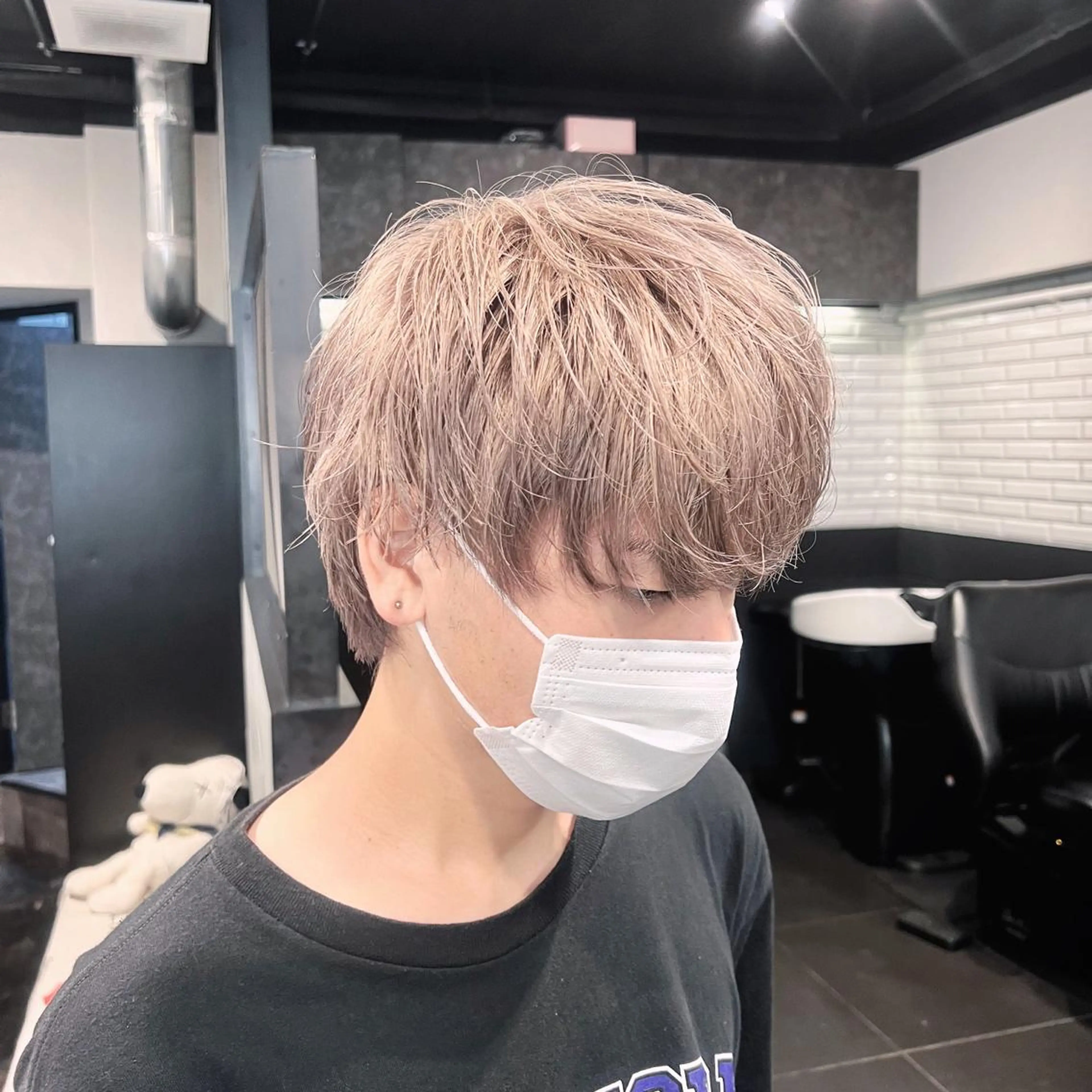 ショート カラー パーマ メンズ メンズブリーチ ブリーチ カット ヘアカラー トリートメント メンズ特化/パーマ/ ハイライト/竜成のヘアスタイル