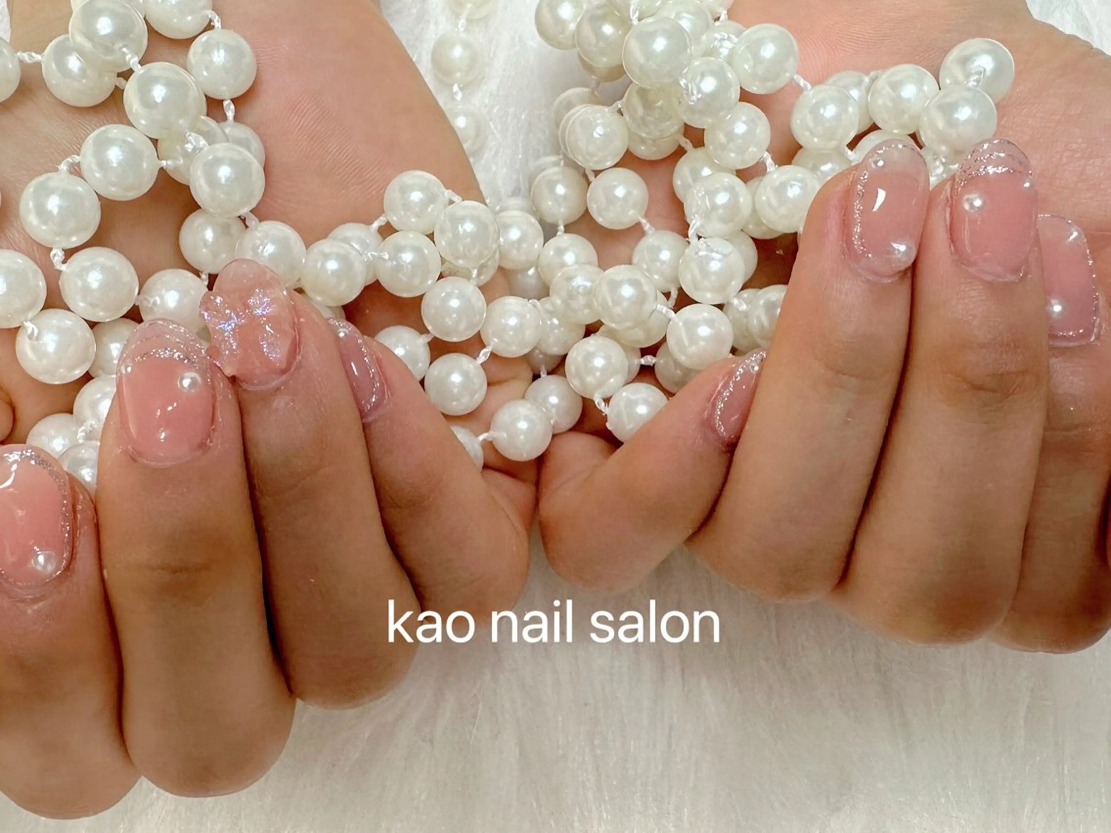 ネイル チークネイル 長さ出し フレンチネイル ジェルネイル ガラスフレンチ ハンドネイル kao nail マグネット/長さだしのネイルデザイン