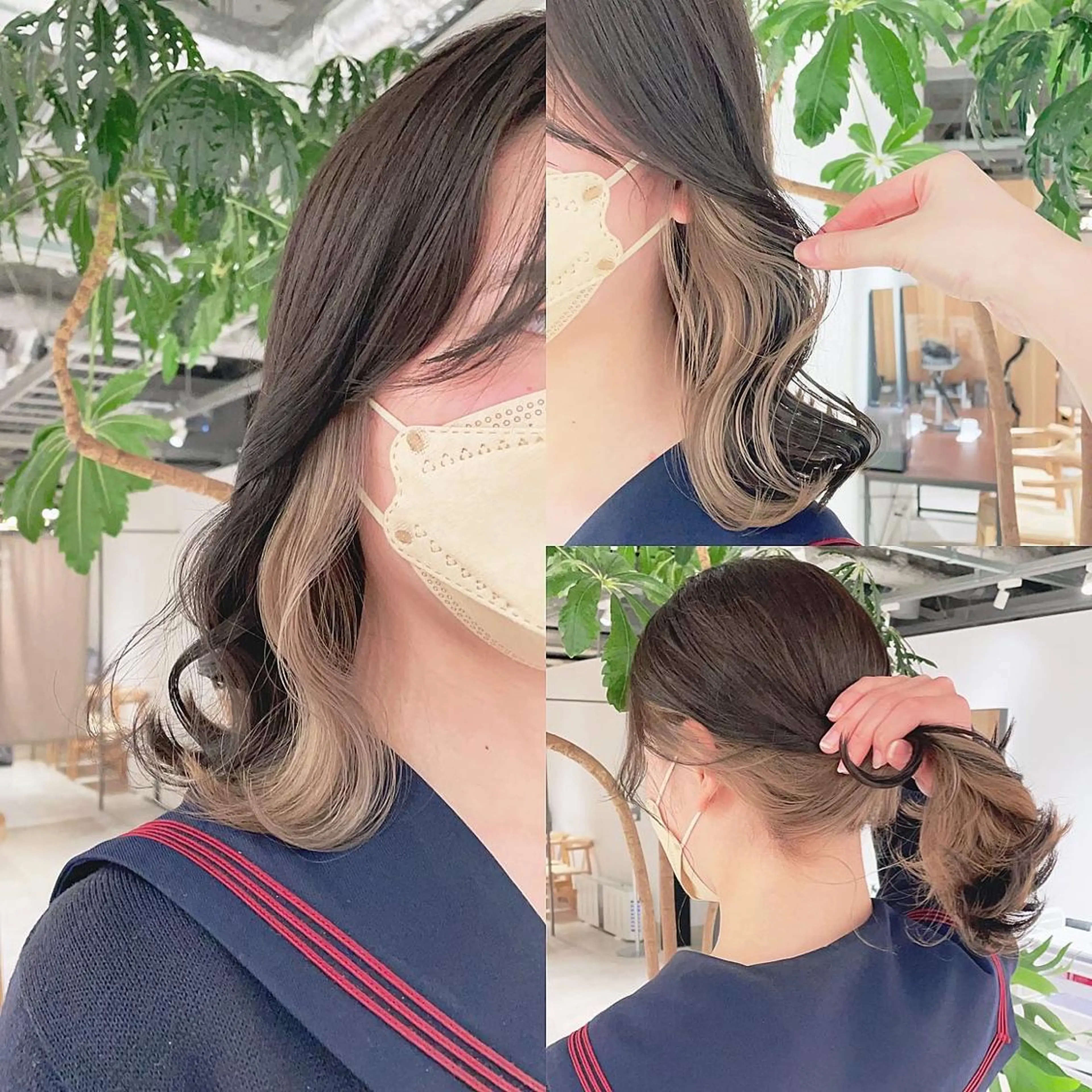 ミディアム カラー ベージュカラー ブリーチ インナーカラー ヘアカラー トリートメント 渋谷:インナーカラー ／🍒エリカ🍒のヘアスタイル