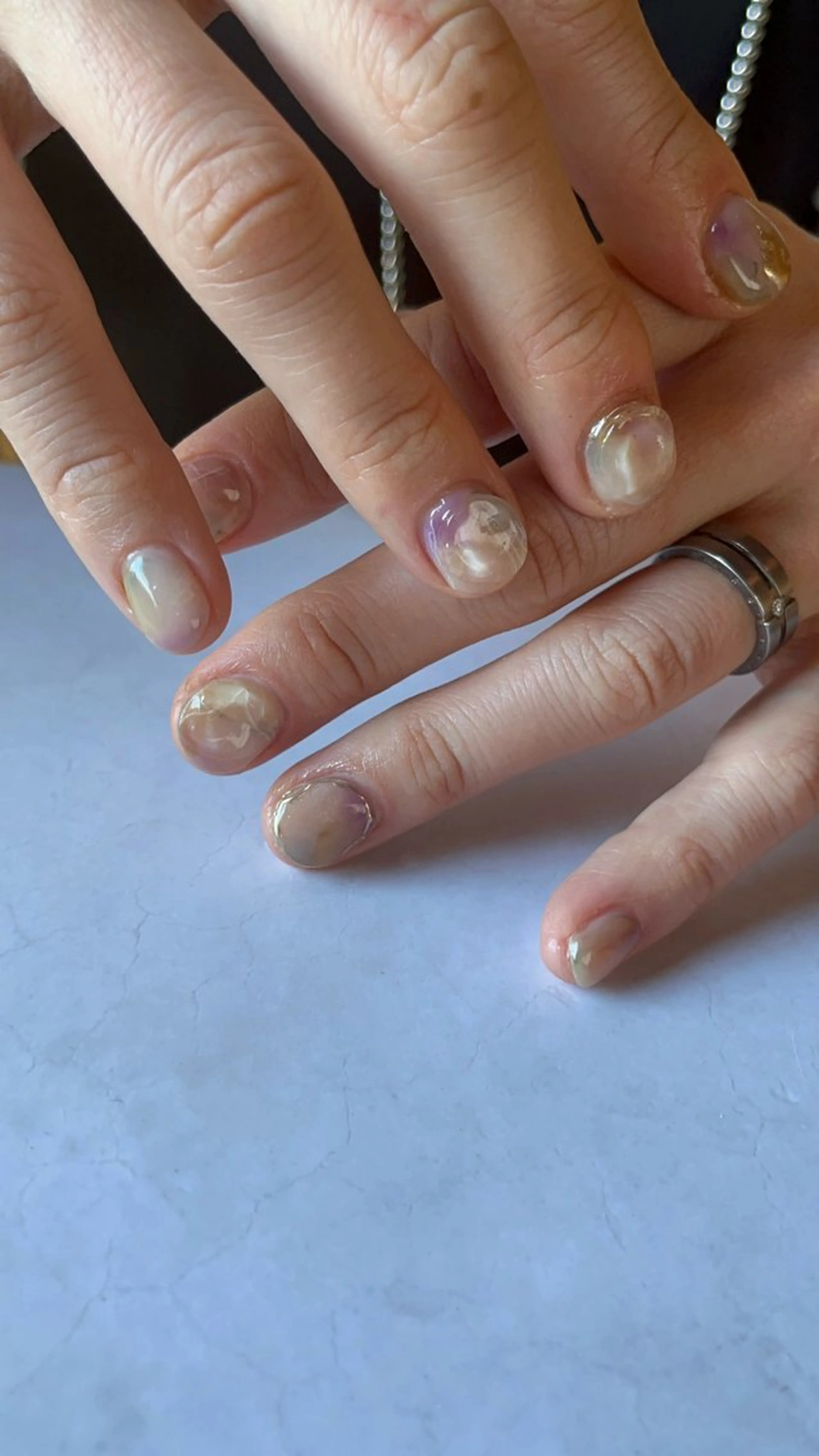 ネイル アートネイル ゴールド ぷっくりネイル 春ネイル ハンドネイル MUKUTOU nail 　YUKIのネイルデザイン
