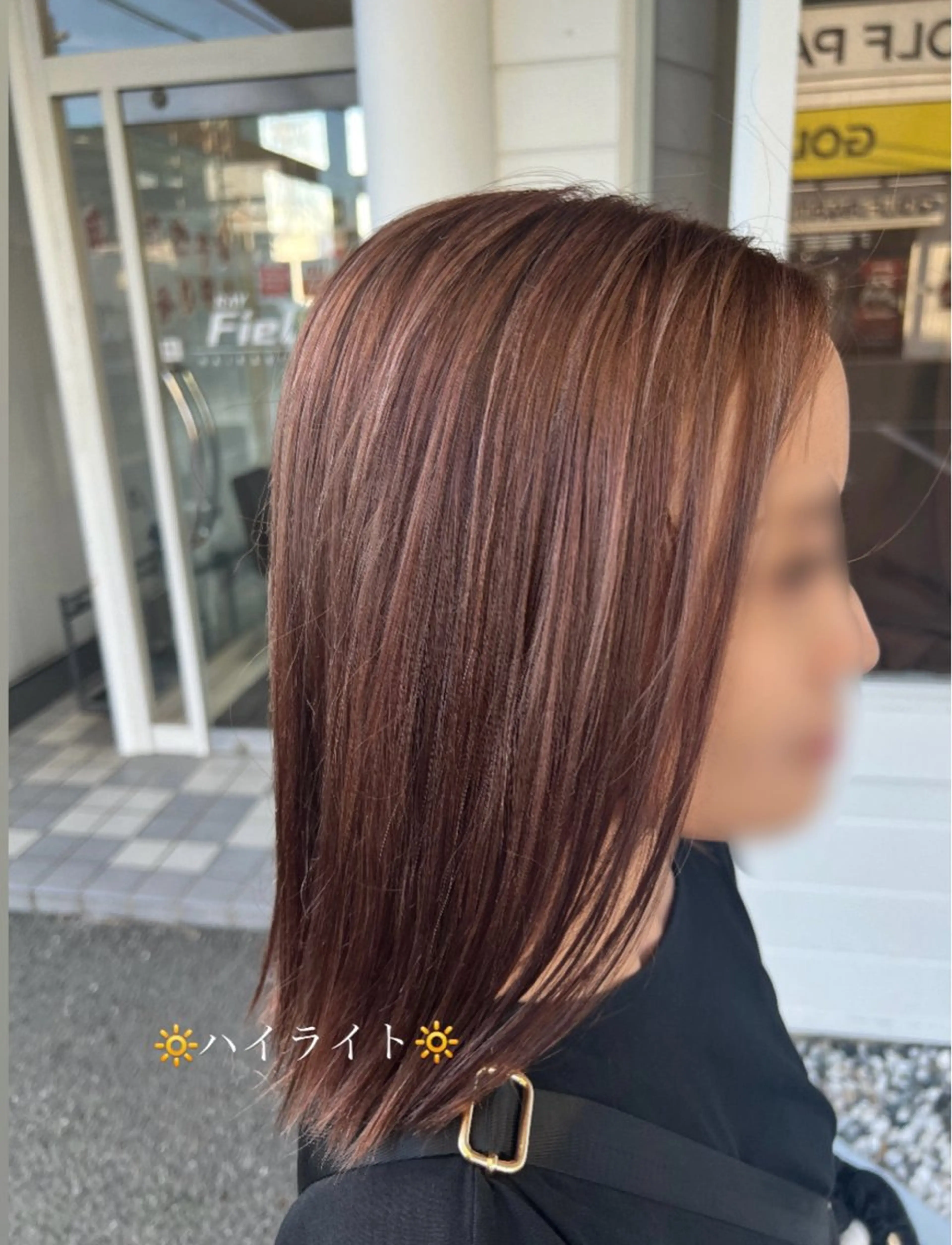 ミディアム カラー ハイライトカラー ハイライト 友田 未来のヘアスタイル