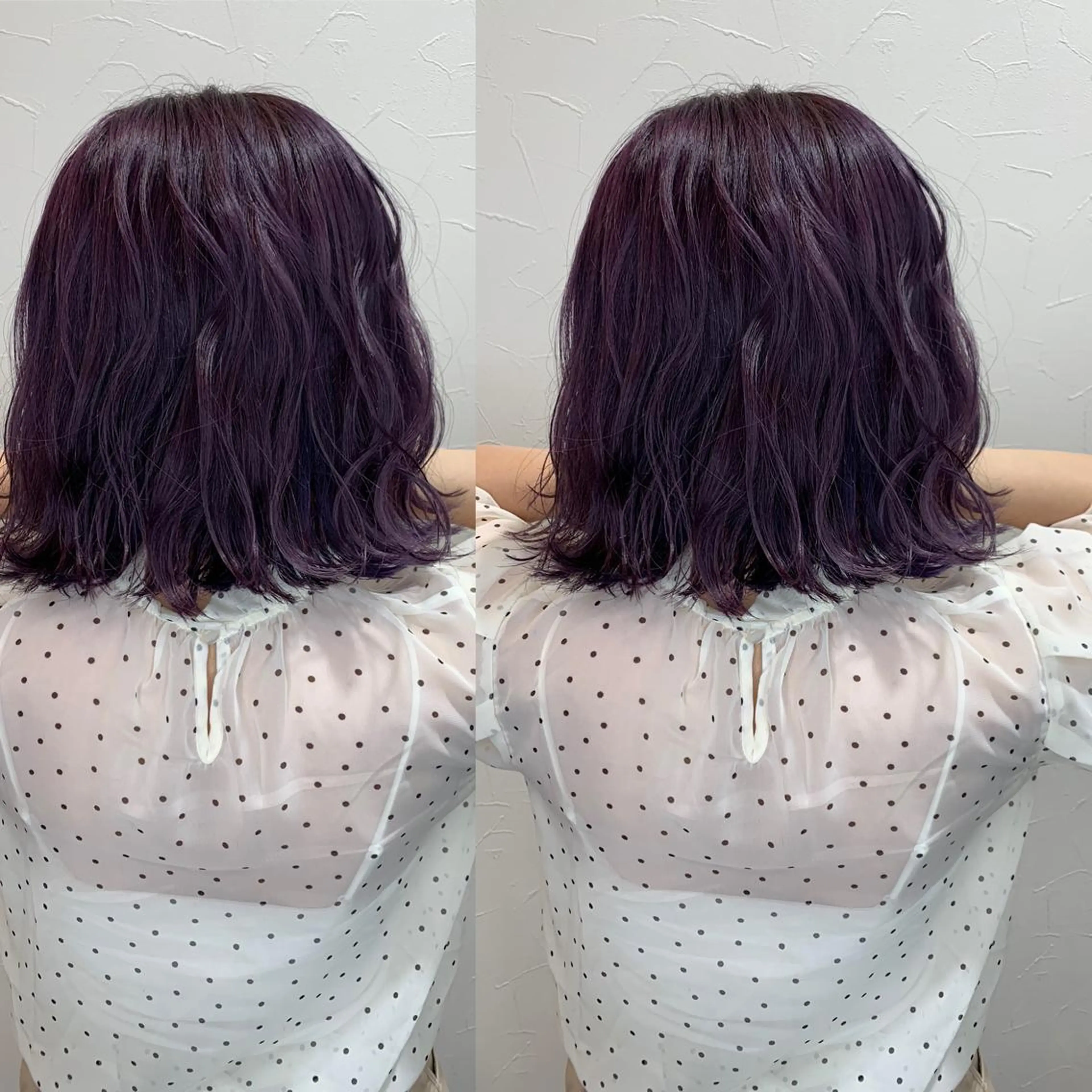ミディアム パープルカラー カット パーマ 似合わせ提案 将真のヘアスタイル