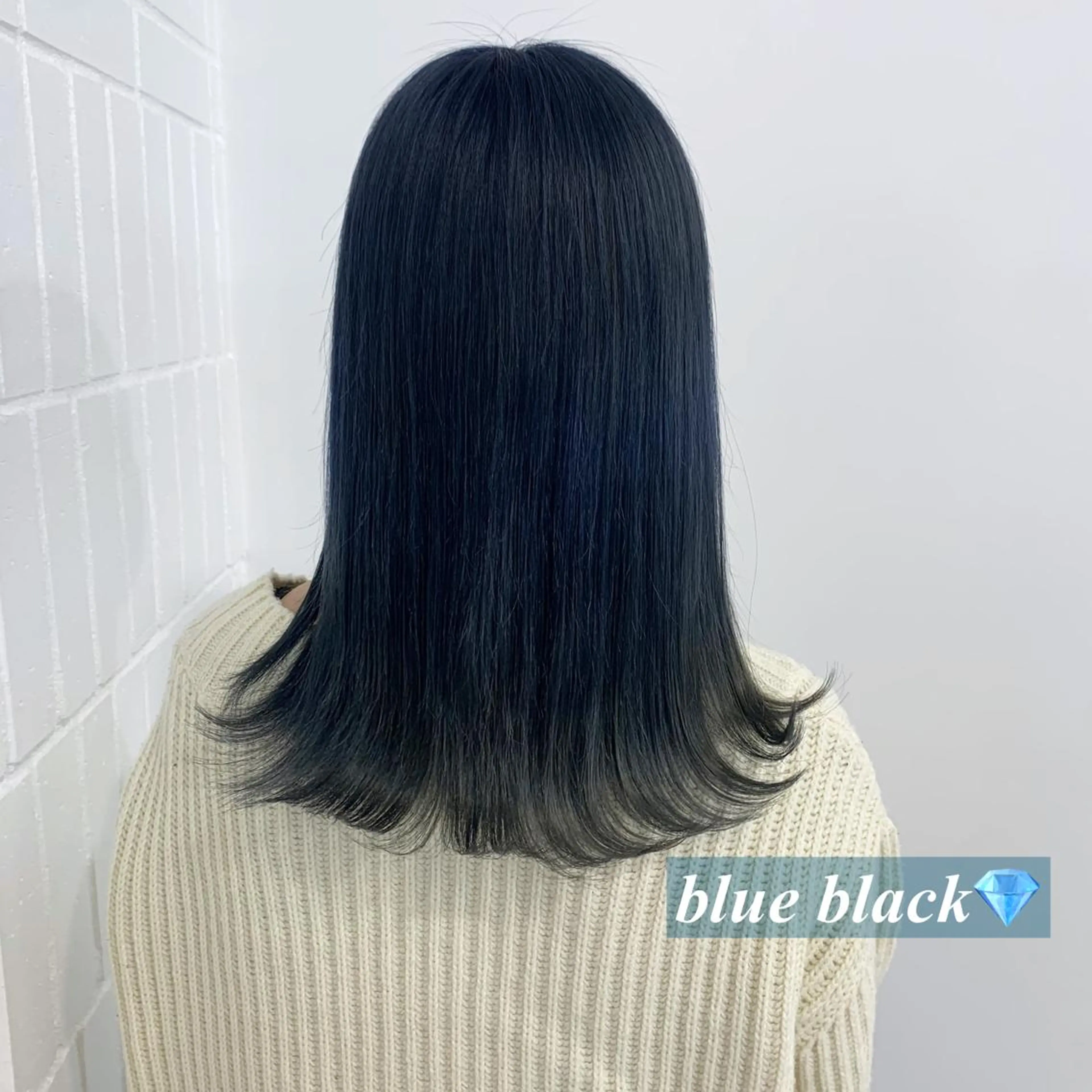 セミロング カラー ヘアアレンジ 黒髪 ブルーカラー ブルーブラック ネイビーカラー カット ヘアカラー トリートメント レイヤー×グレージュ /ピンク🩷mioのヘアスタイル