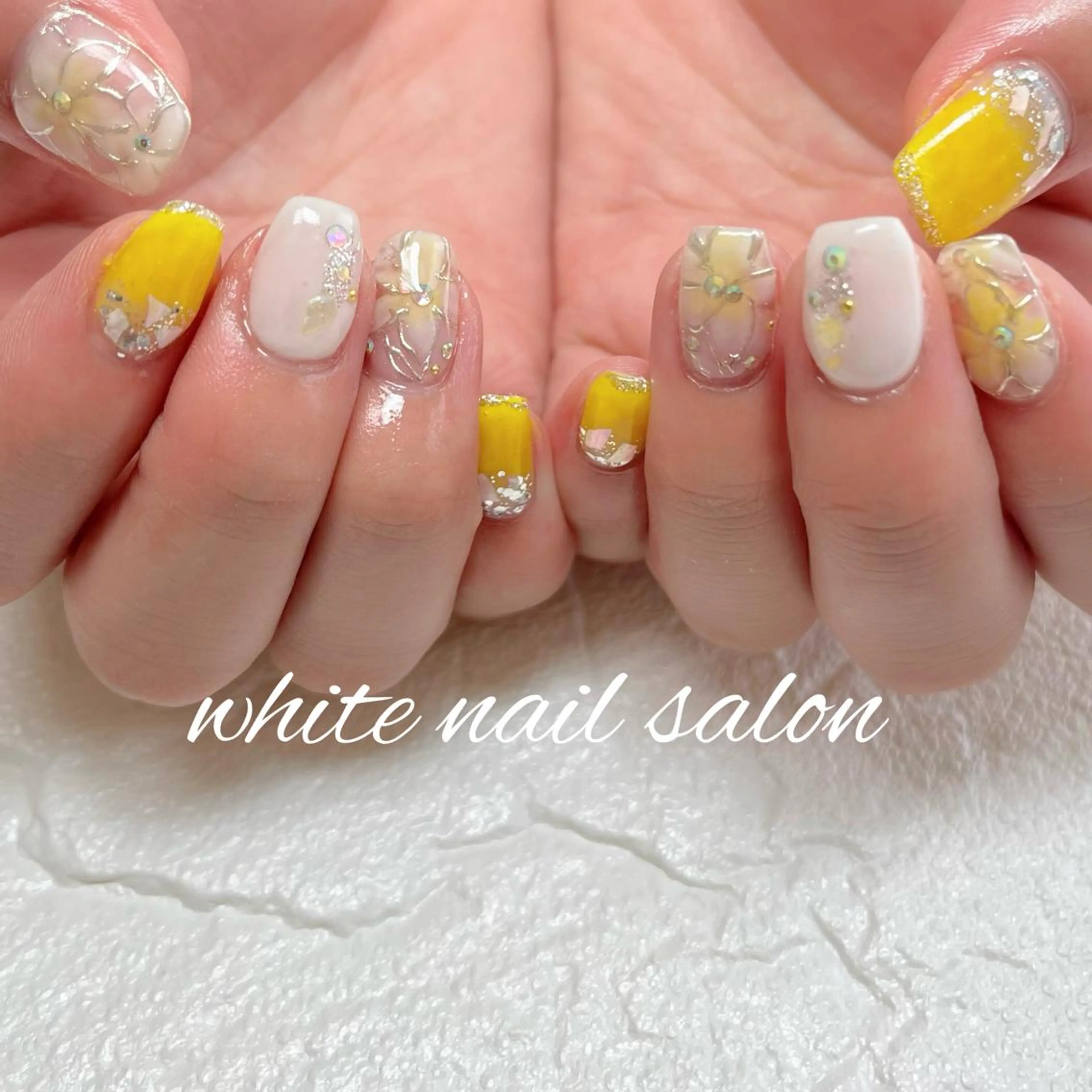 ネイル フットネイル ジェルネイル ハードジェル ラメ(グリッター) 持ち込み ハンドネイル white nail salonのネイルデザイン